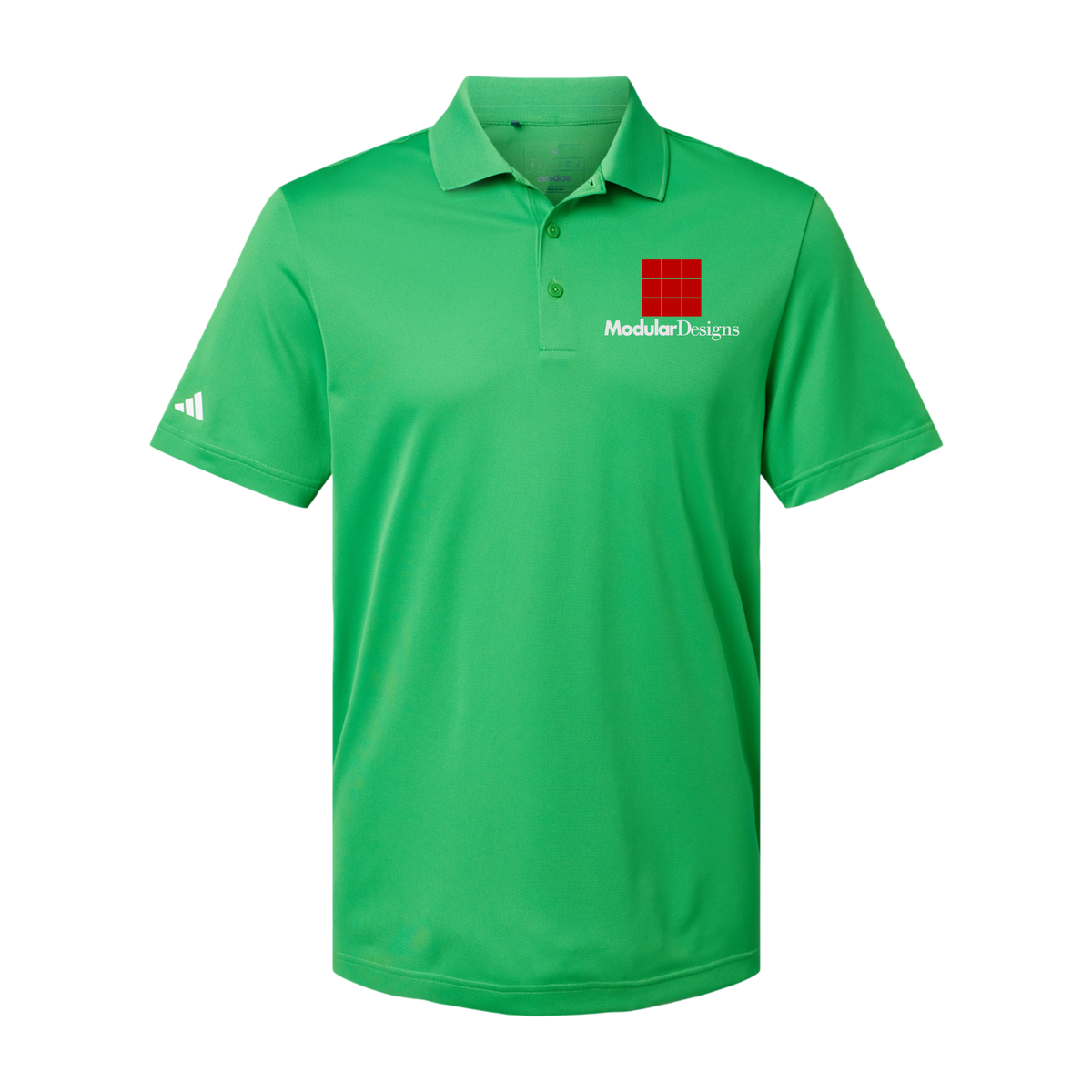 modulardesignsflooring-adidas-mens-sport-polo-shirt-embroidery-leftchest-A430-vividgreen-flat-front