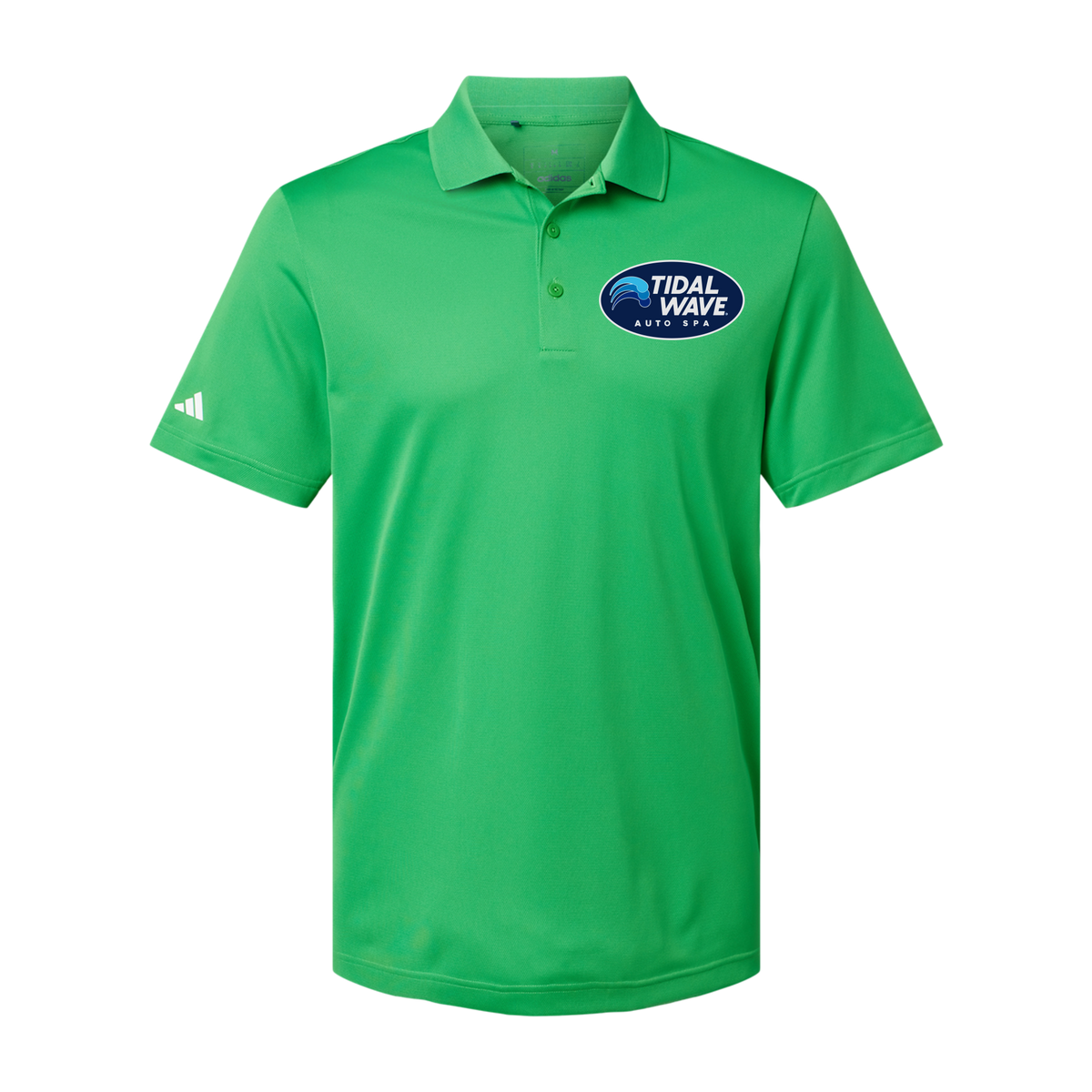 tidalwaveautospa-adidas-mens-sport-polo-shirt-embroidery-leftchest-A430-vividgreen-flat-front