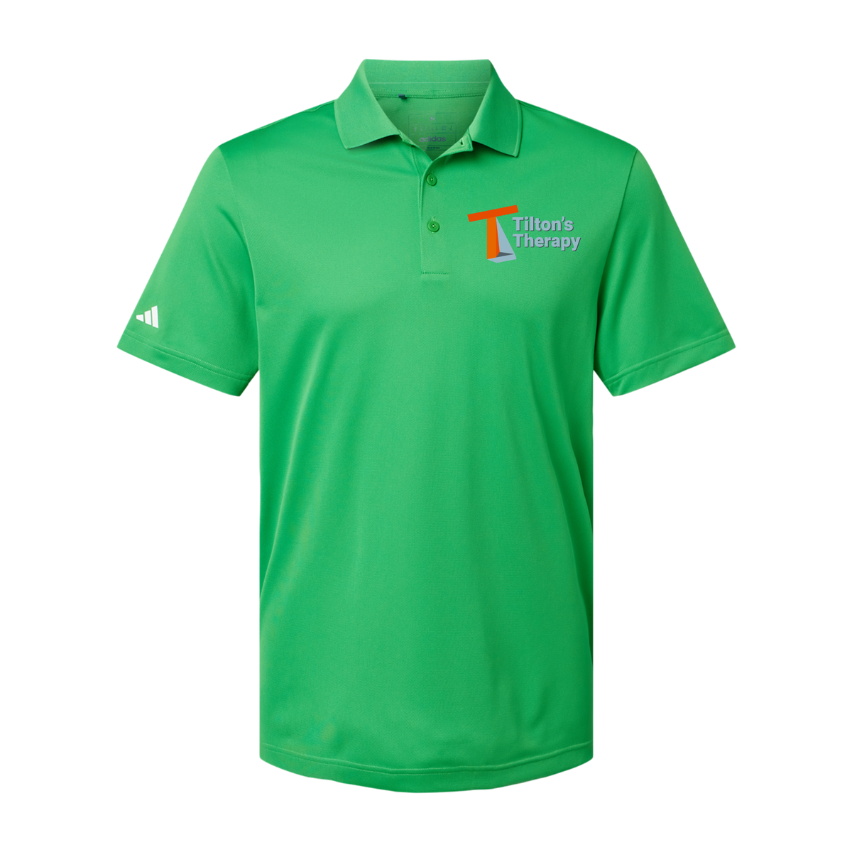 tiltonstherapy-adidas-mens-sport-polo-shirt-embroidery-leftchest-A430-vividgreen-flat-front