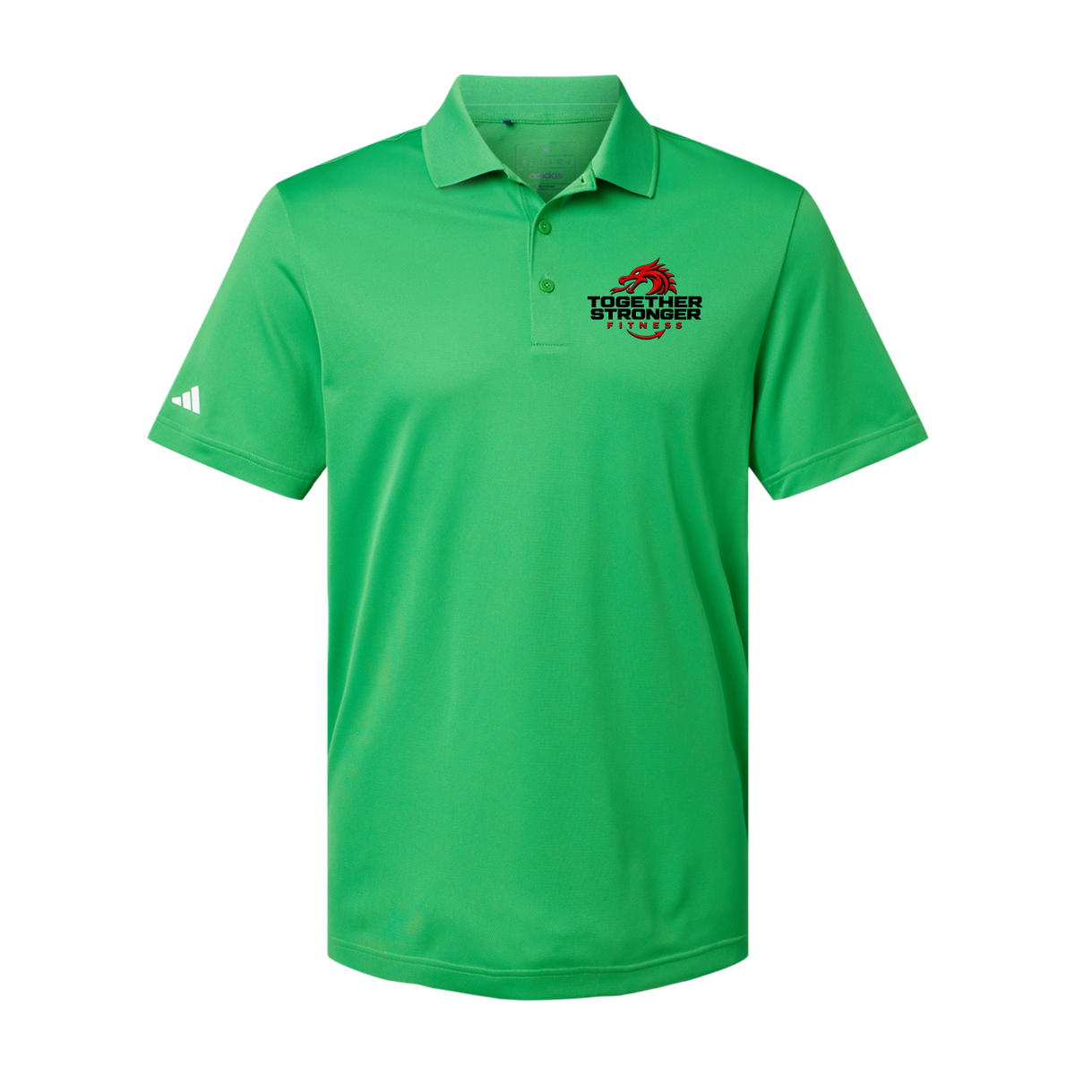 togetherstrongerfitness-adidas-mens-sport-polo-shirt-embroidery-leftchest-A430-vividgreen-flat-front
