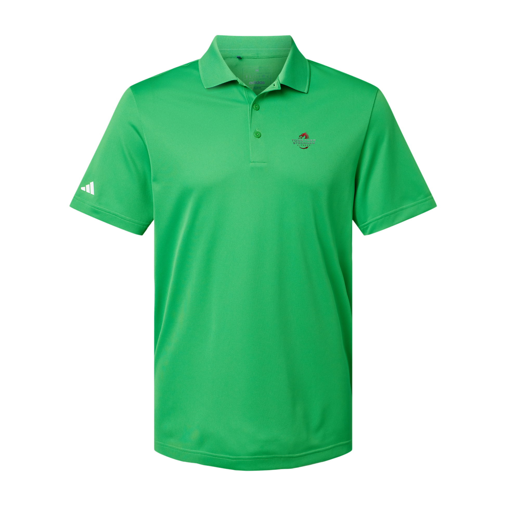 togetherstrongerfitness-adidas-mens-sport-polo-shirt-embroidery-leftchest-A430-vividgreen-flat-front