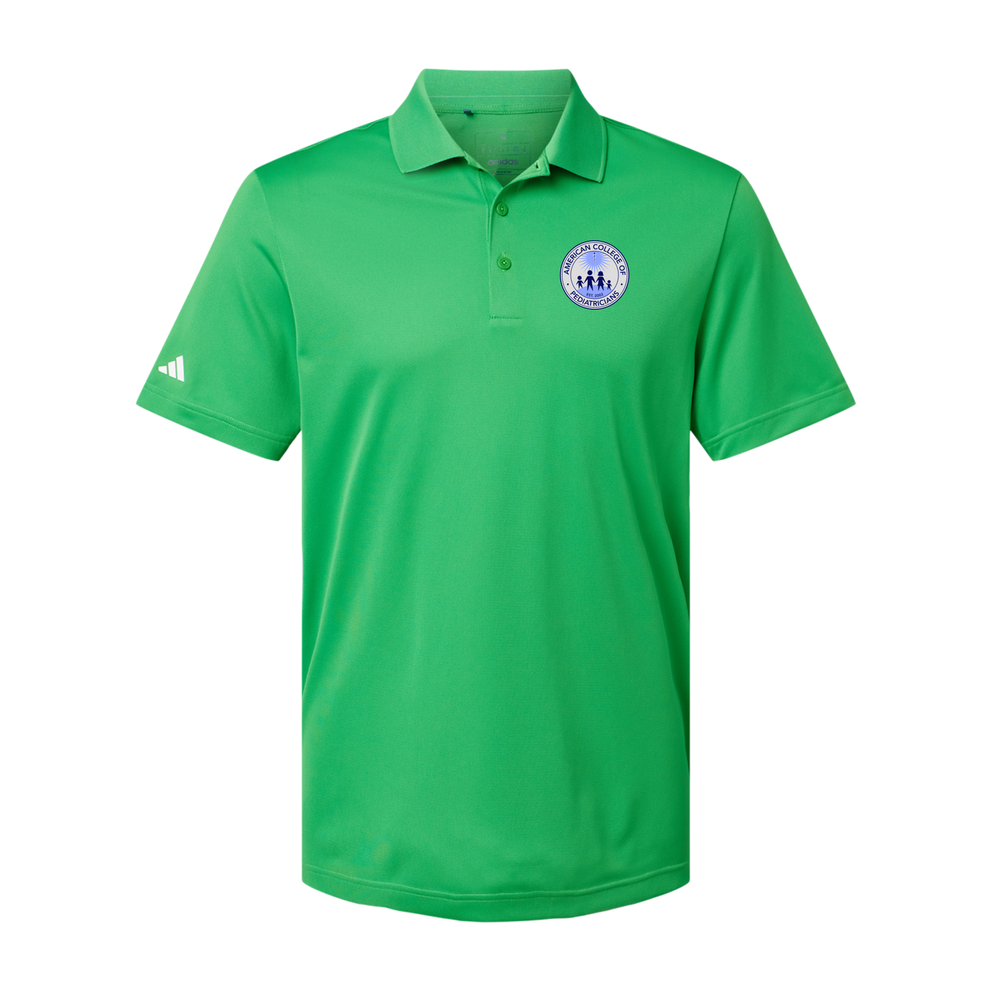 acpeds-adidas-mens-sport-polo-shirt-embroidery-leftchest-A430-vividgreen-flat-front
