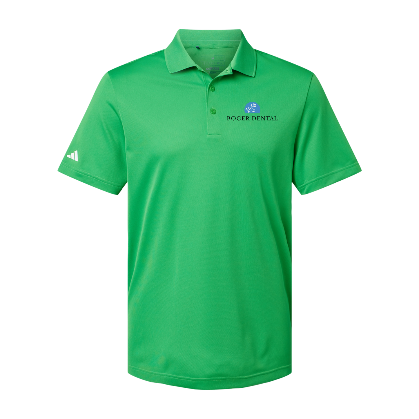 boger-dental-adidas-mens-sport-polo-shirt-embroidery-leftchest-A430-vividgreen-flat-front