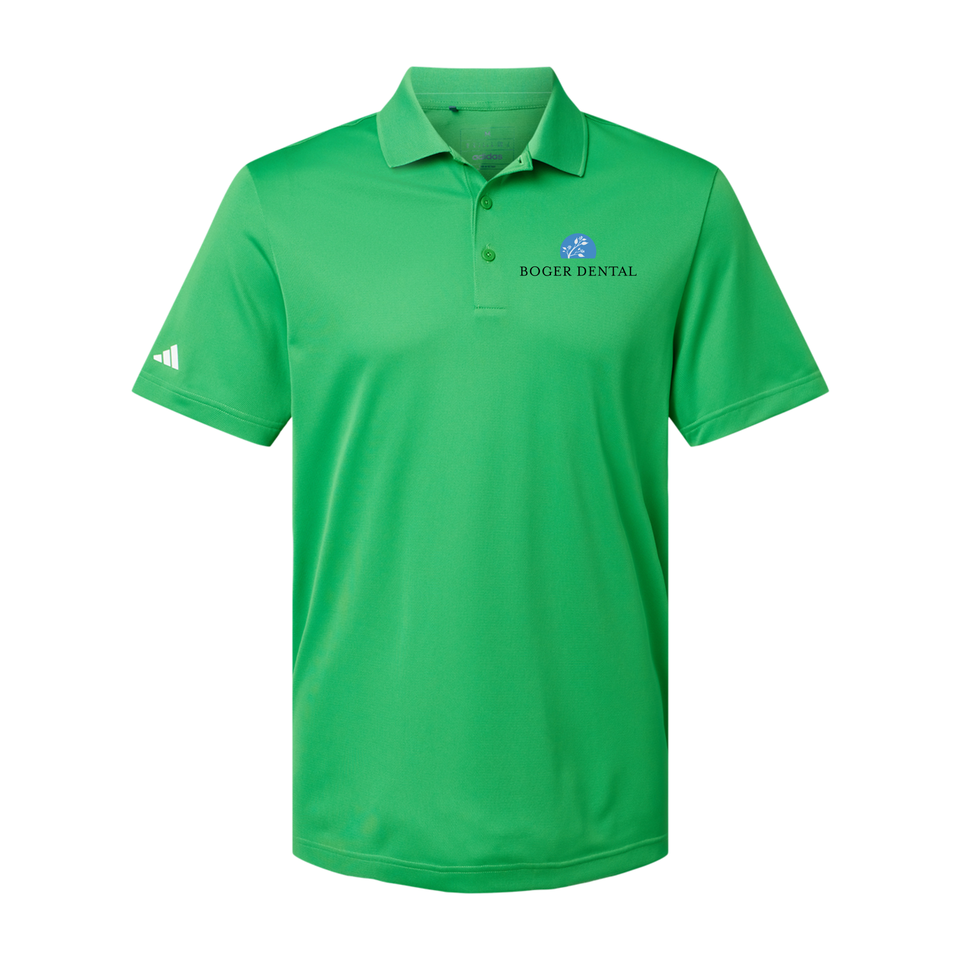 boger-dental-adidas-mens-sport-polo-shirt-embroidery-leftchest-A430-vividgreen-flat-front