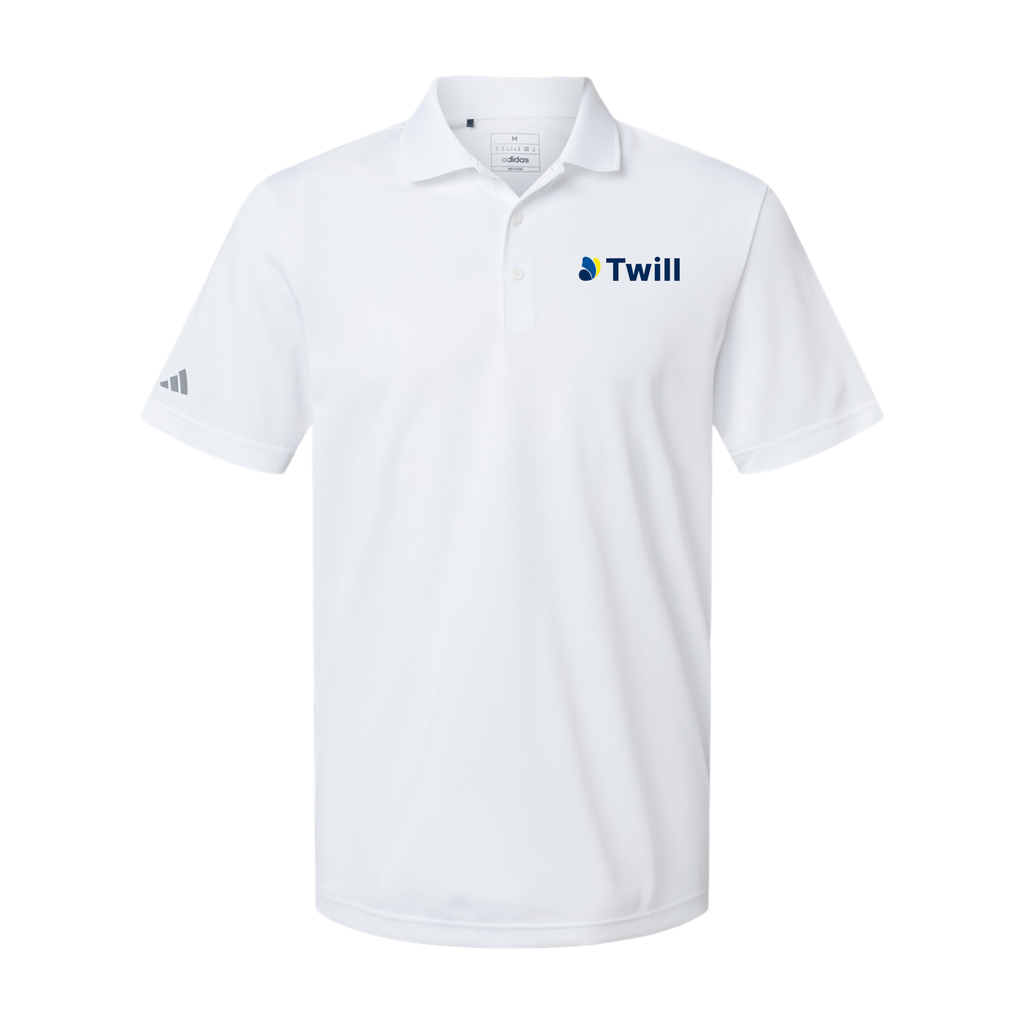 withtwill-adidas-mens-sport-polo-shirt-embroidery-leftchest-A430-white-flat-front