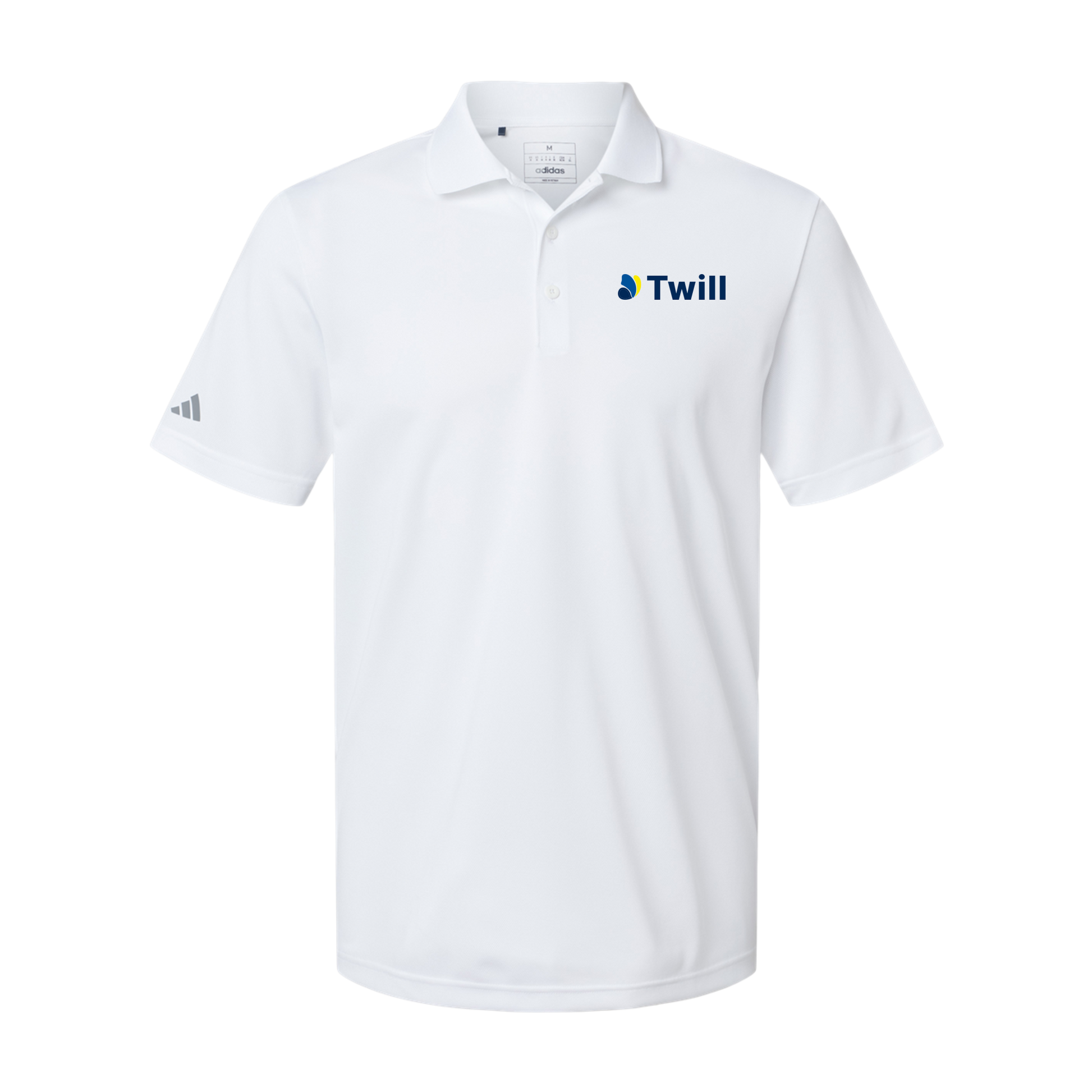 withtwill-adidas-mens-sport-polo-shirt-embroidery-leftchest-A430-white-flat-front
