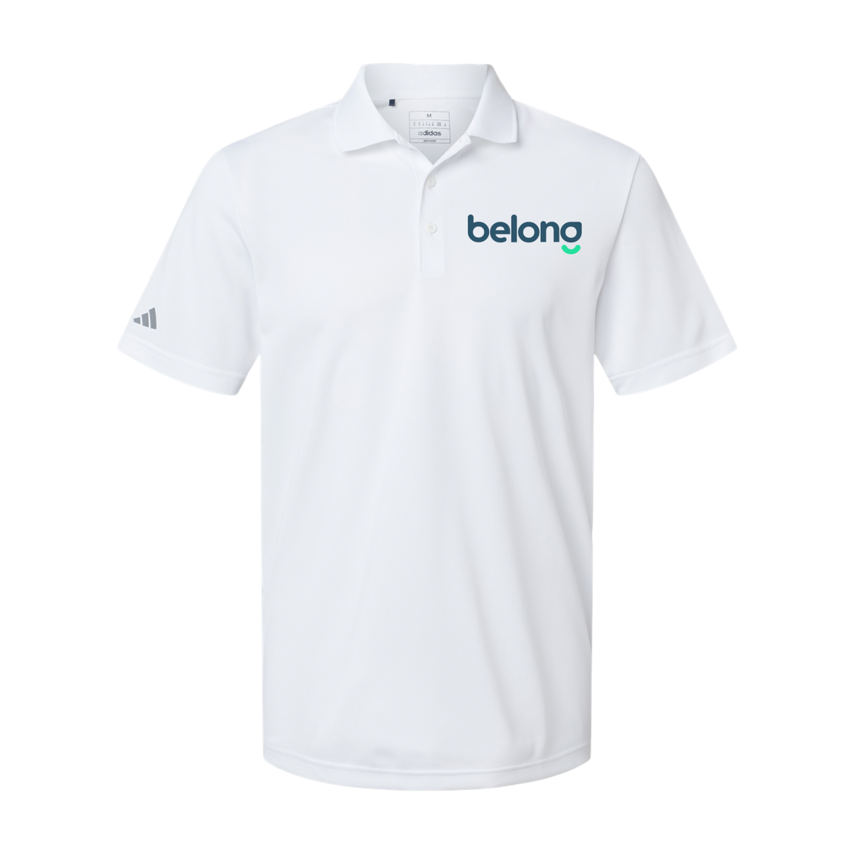 belonghome-adidas-mens-sport-polo-shirt-embroidery-leftchest-A430-white-flat-front