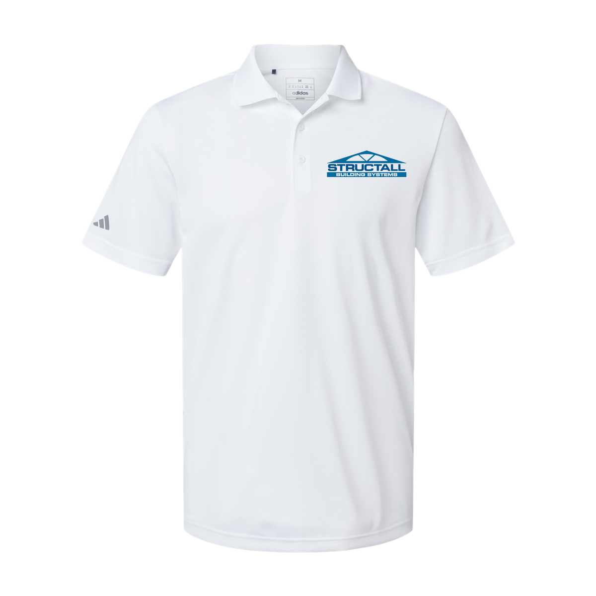 structall-adidas-mens-sport-polo-shirt-embroidery-leftchest-A430-white-flat-front