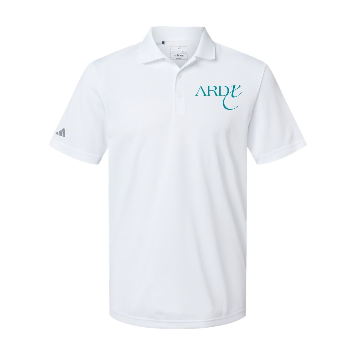 ardx-adidas-mens-sport-polo-shirt-embroidery-leftchest-A430-white-flat-front