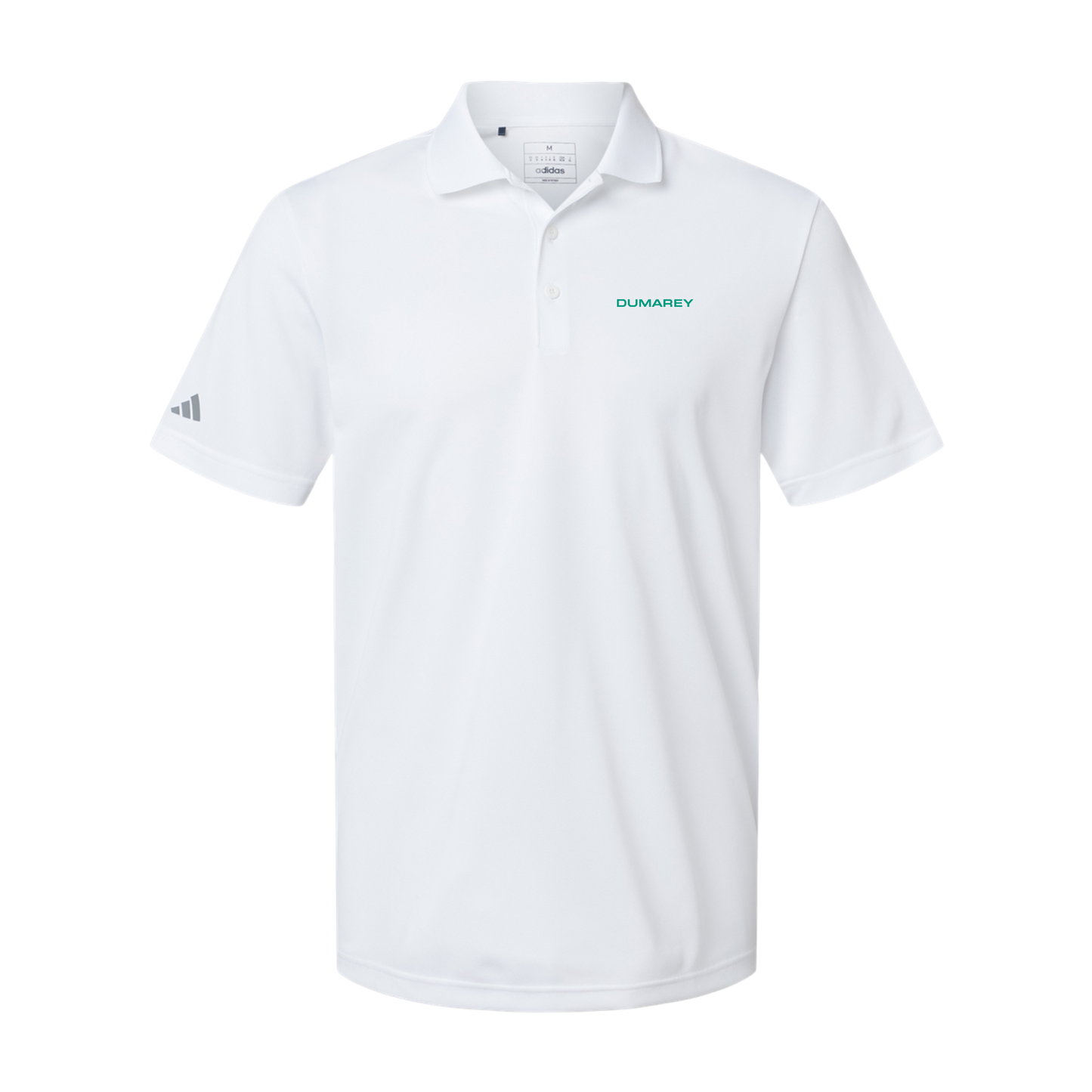 dumarey-adidas-mens-sport-polo-shirt-embroidery-leftchest-A430-white-flat-front