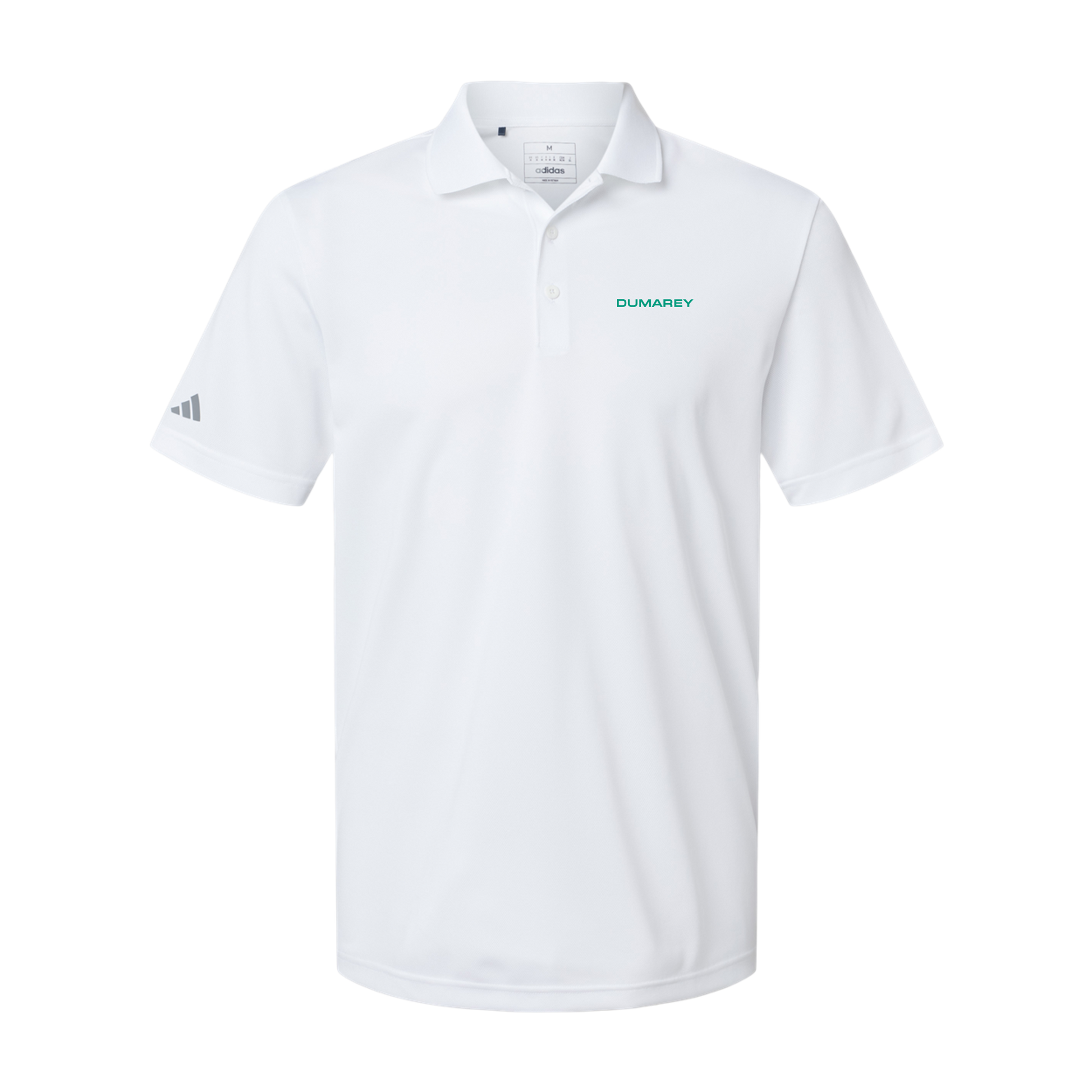 dumarey-adidas-mens-sport-polo-shirt-embroidery-leftchest-A430-white-flat-front