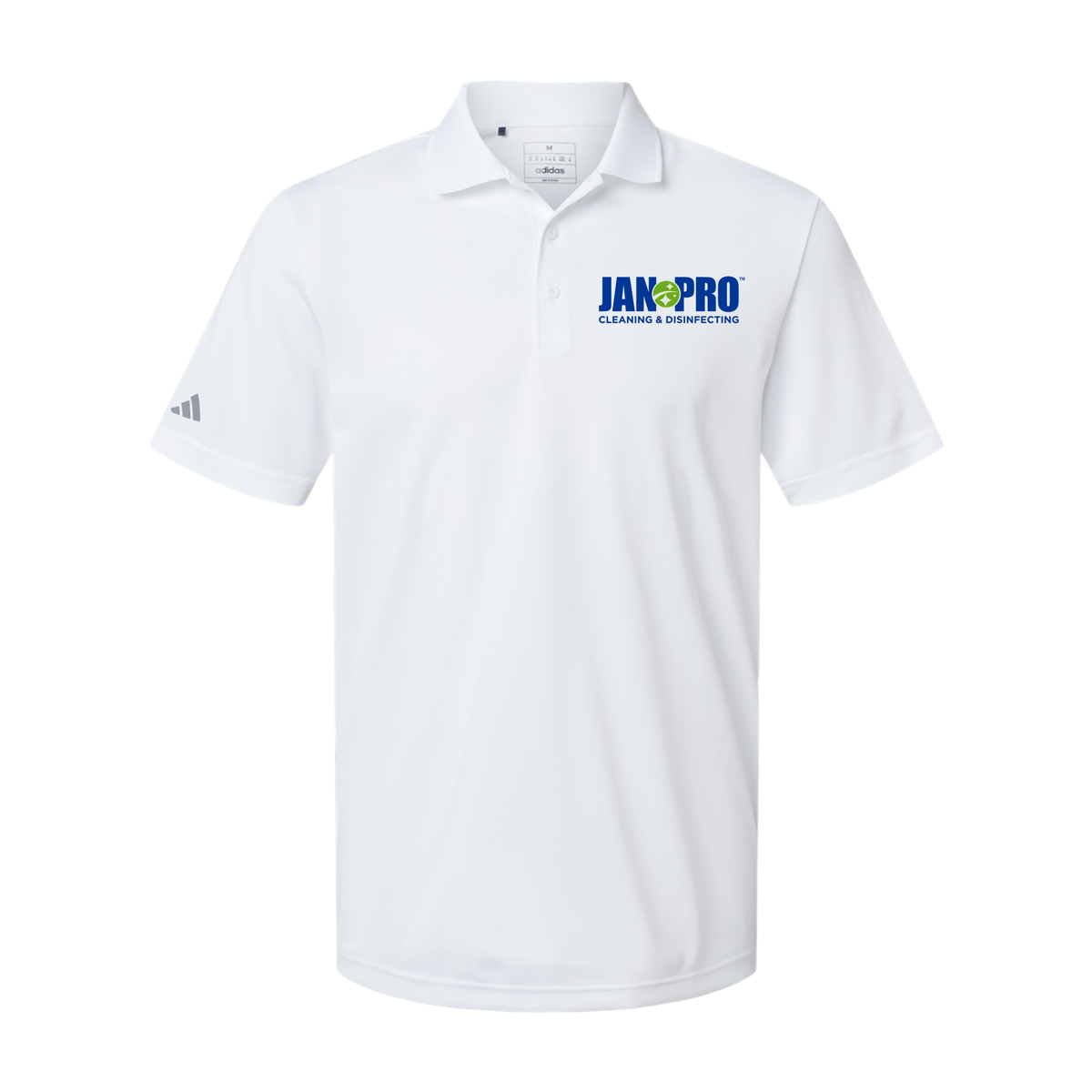 jan-pro-adidas-mens-sport-polo-shirt-embroidery-leftchest-A430-white-flat-front