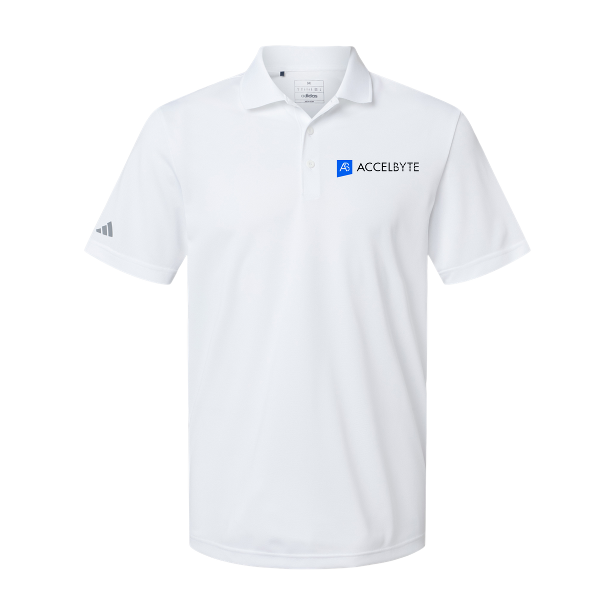 accelbyte-adidas-mens-sport-polo-shirt-embroidery-leftchest-A430-white-flat-front