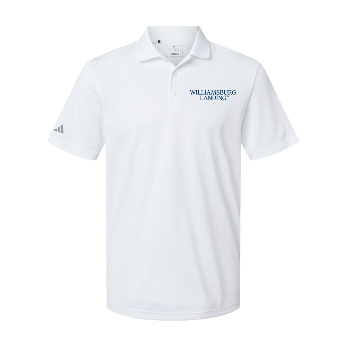 williamsburglanding-adidas-mens-sport-polo-shirt-embroidery-leftchest-A430-white-flat-front
