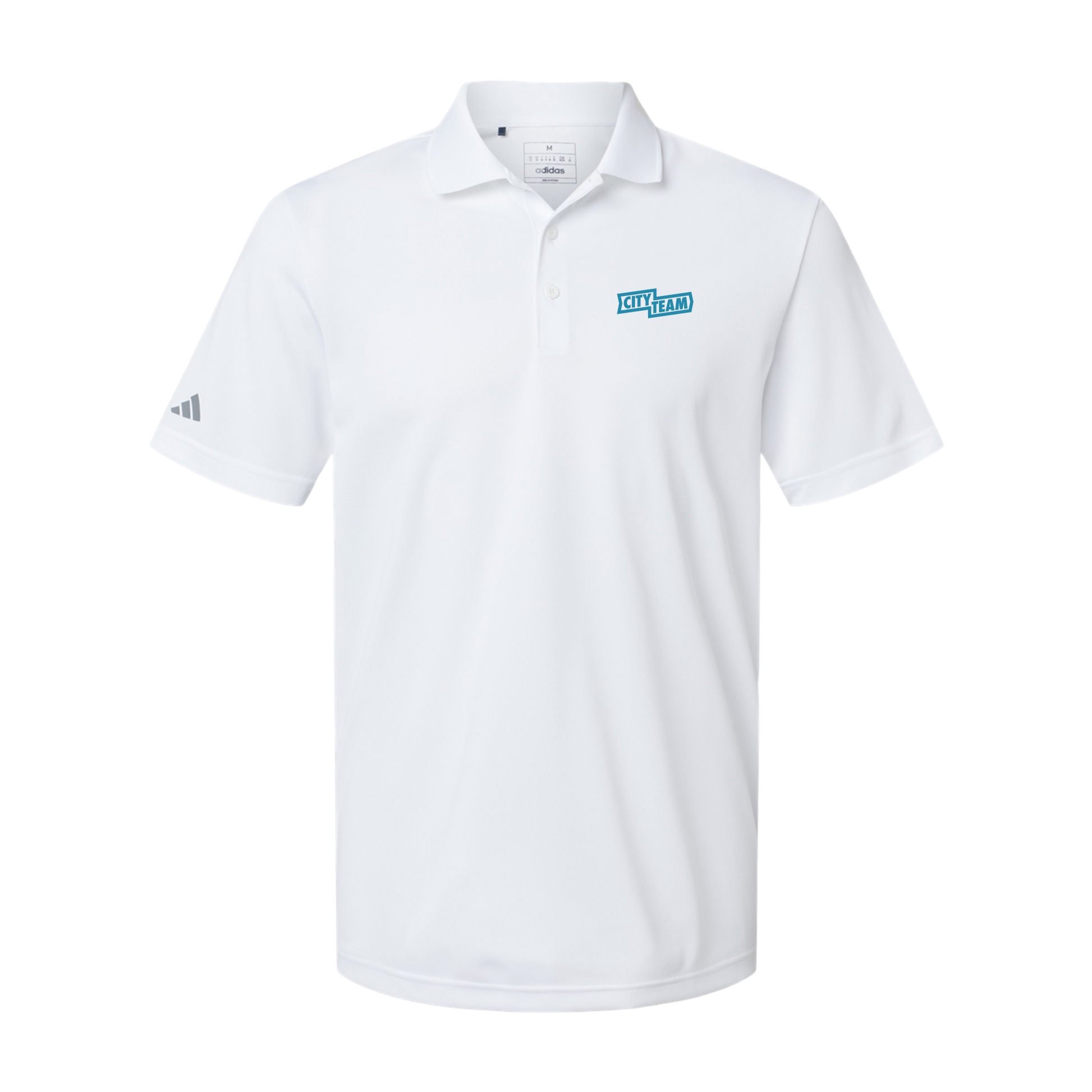 cityteam-adidas-mens-sport-polo-shirt-embroidery-leftchest-A430-white-flat-front