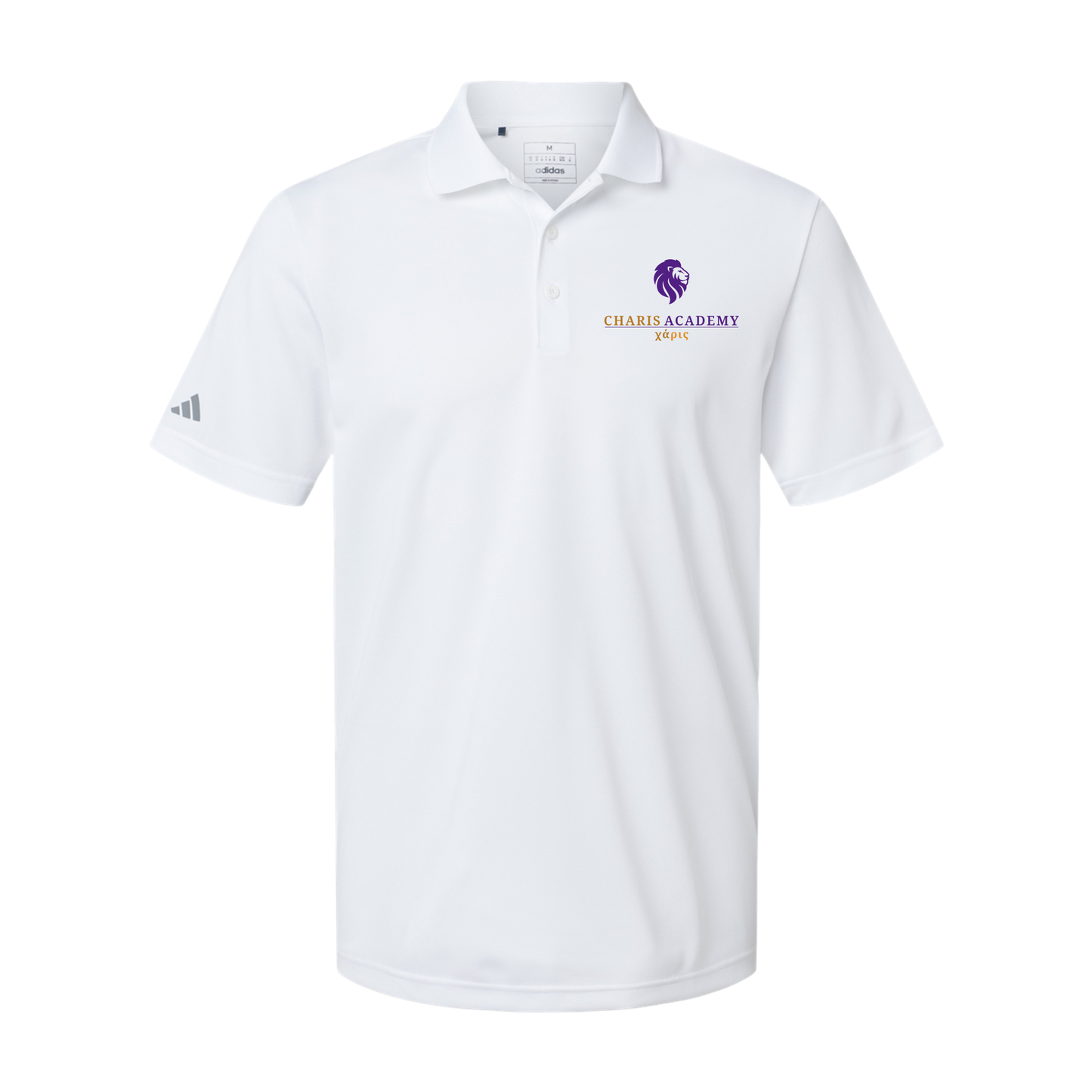 cahazleton-adidas-mens-sport-polo-shirt-embroidery-leftchest-A430-white-flat-front