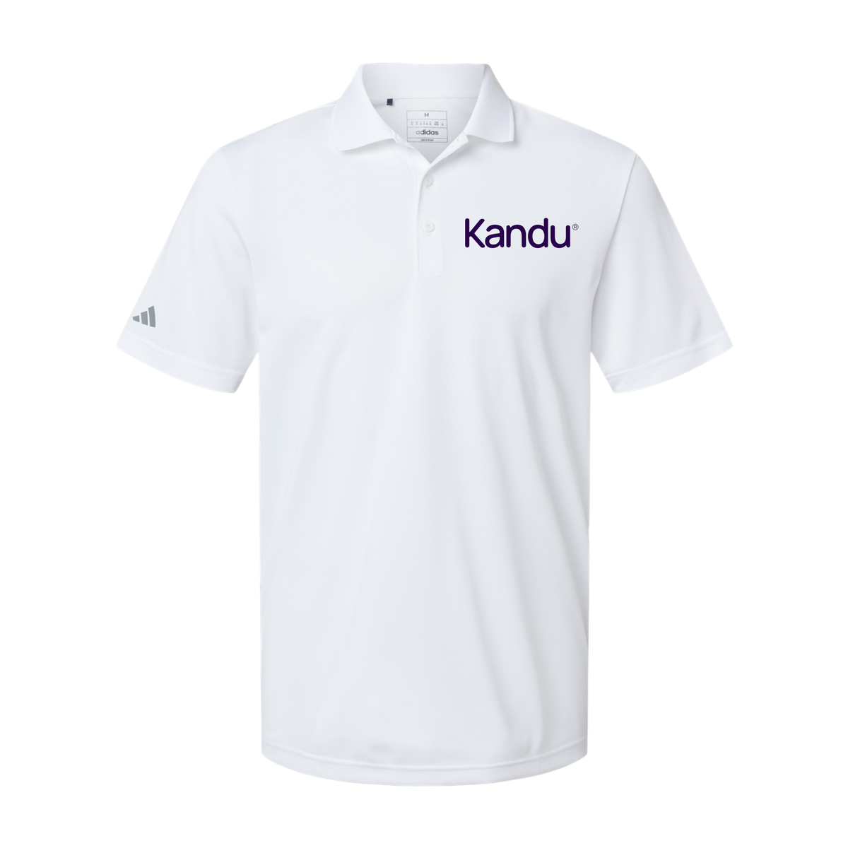 kandu-adidas-mens-sport-polo-shirt-embroidery-leftchest-A430-white-flat-front