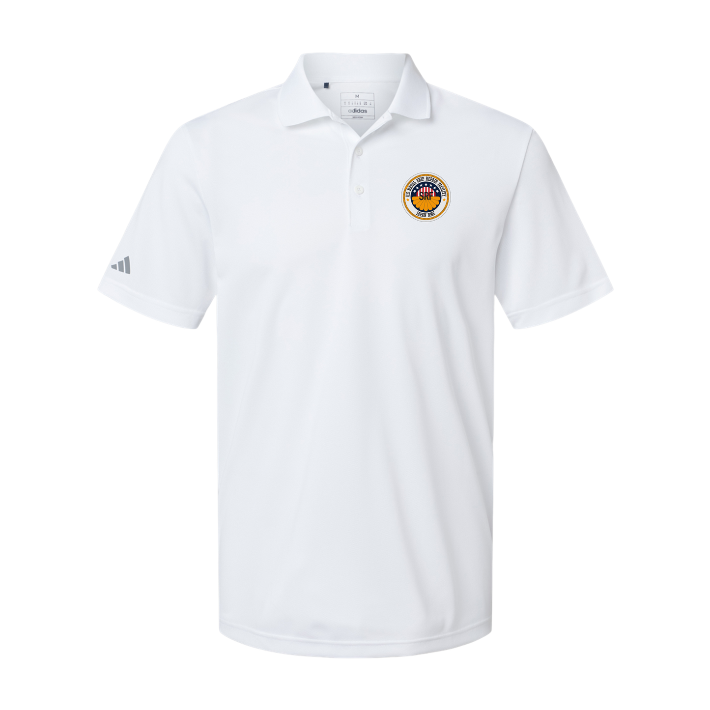 srf-jrmc-adidas-mens-sport-polo-shirt-embroidery-leftchest-A430-white-flat-front