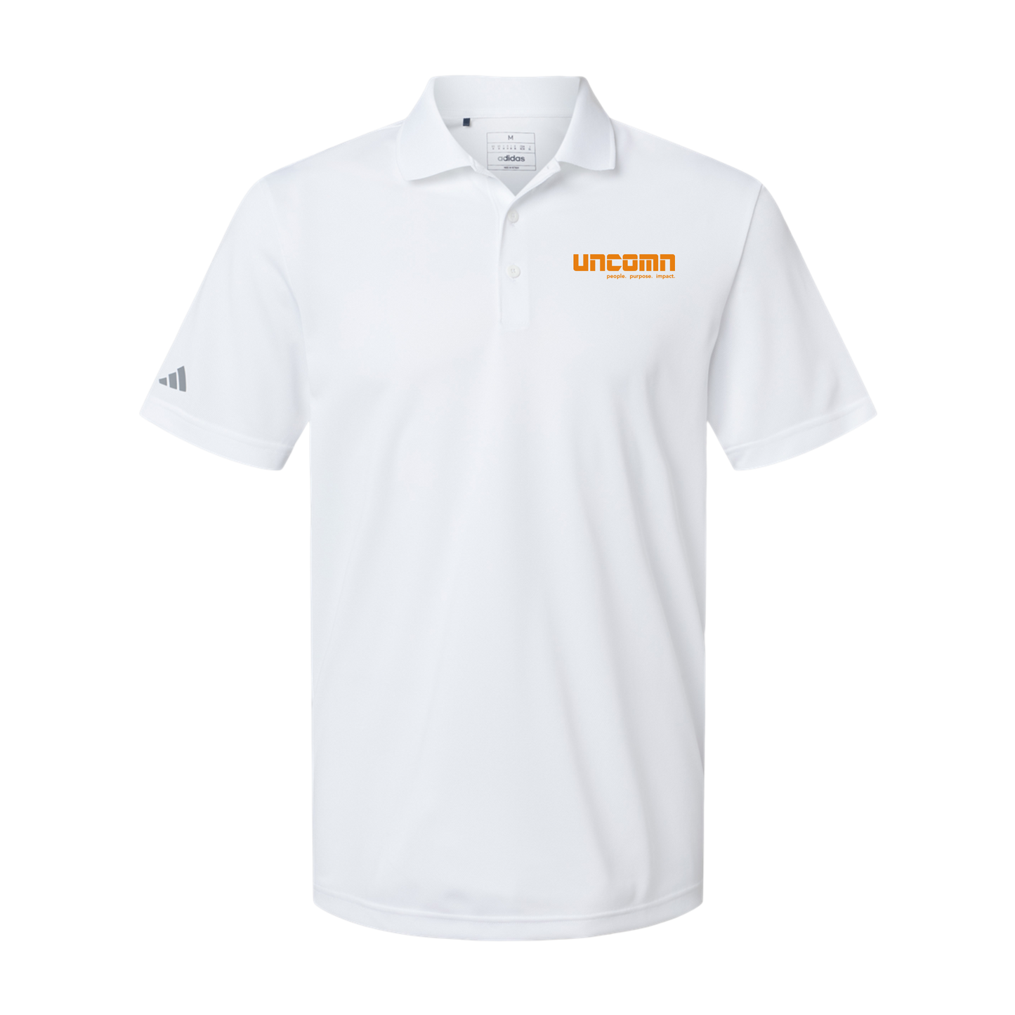 uncomn-adidas-mens-sport-polo-shirt-embroidery-leftchest-A430-white-flat-front