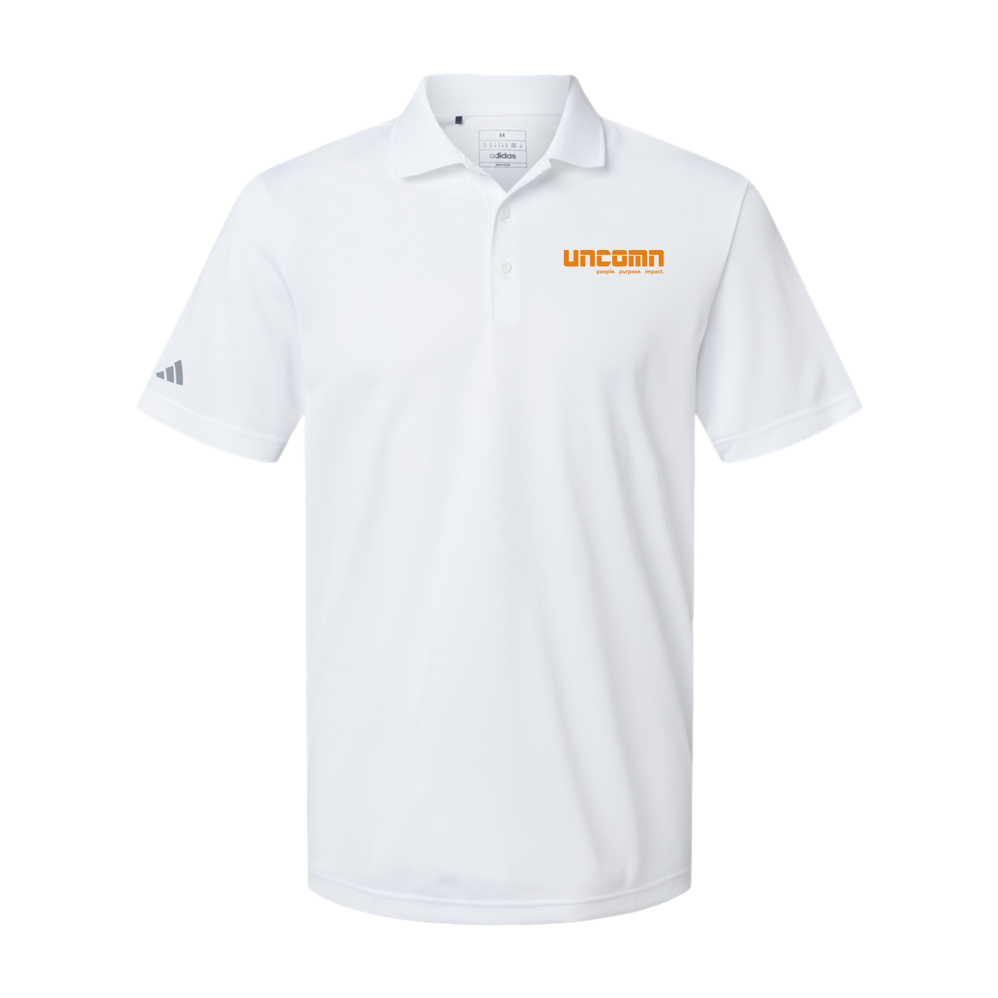 uncomn-adidas-mens-sport-polo-shirt-embroidery-leftchest-A430-white-flat-front