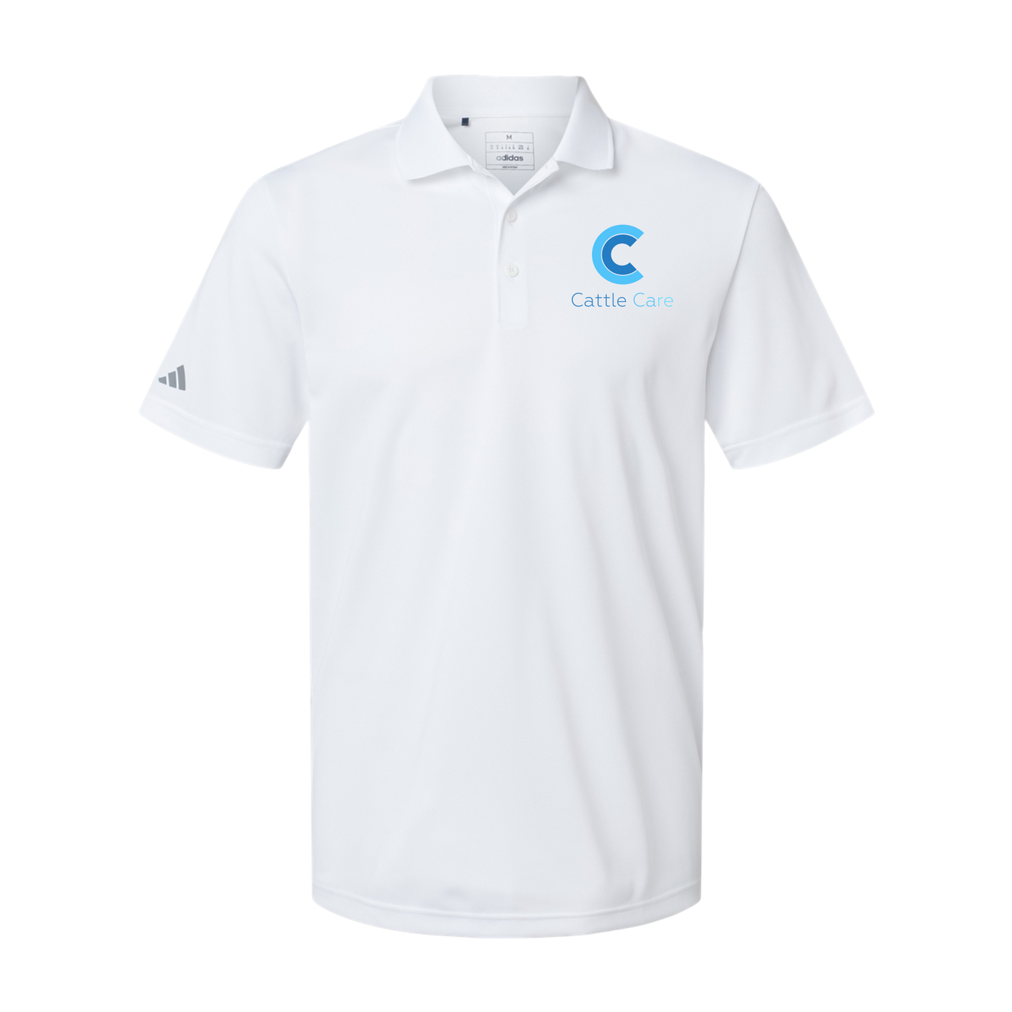 cattle-care-adidas-mens-sport-polo-shirt-embroidery-leftchest-A430-white-flat-front
