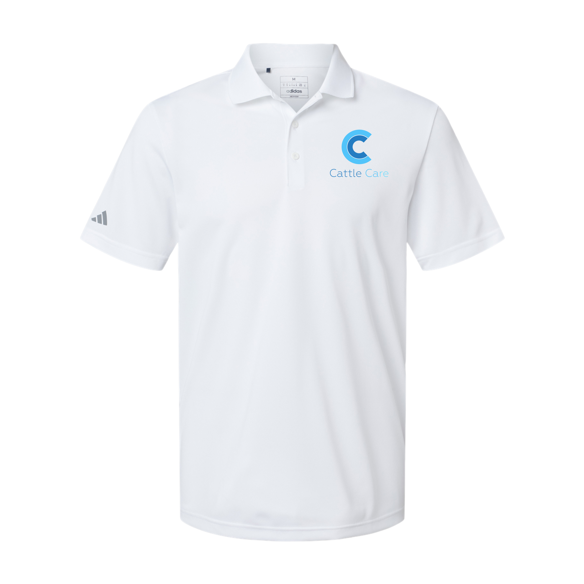 cattle-care-adidas-mens-sport-polo-shirt-embroidery-leftchest-A430-white-flat-front
