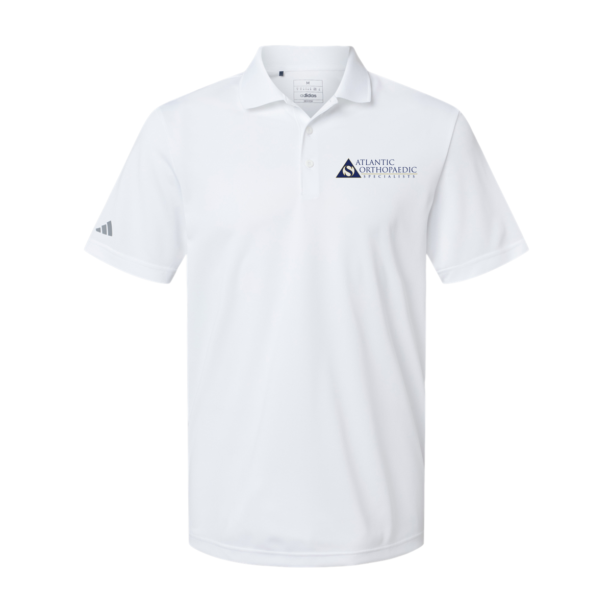 atlanticortho-adidas-mens-sport-polo-shirt-embroidery-leftchest-A430-white-flat-front