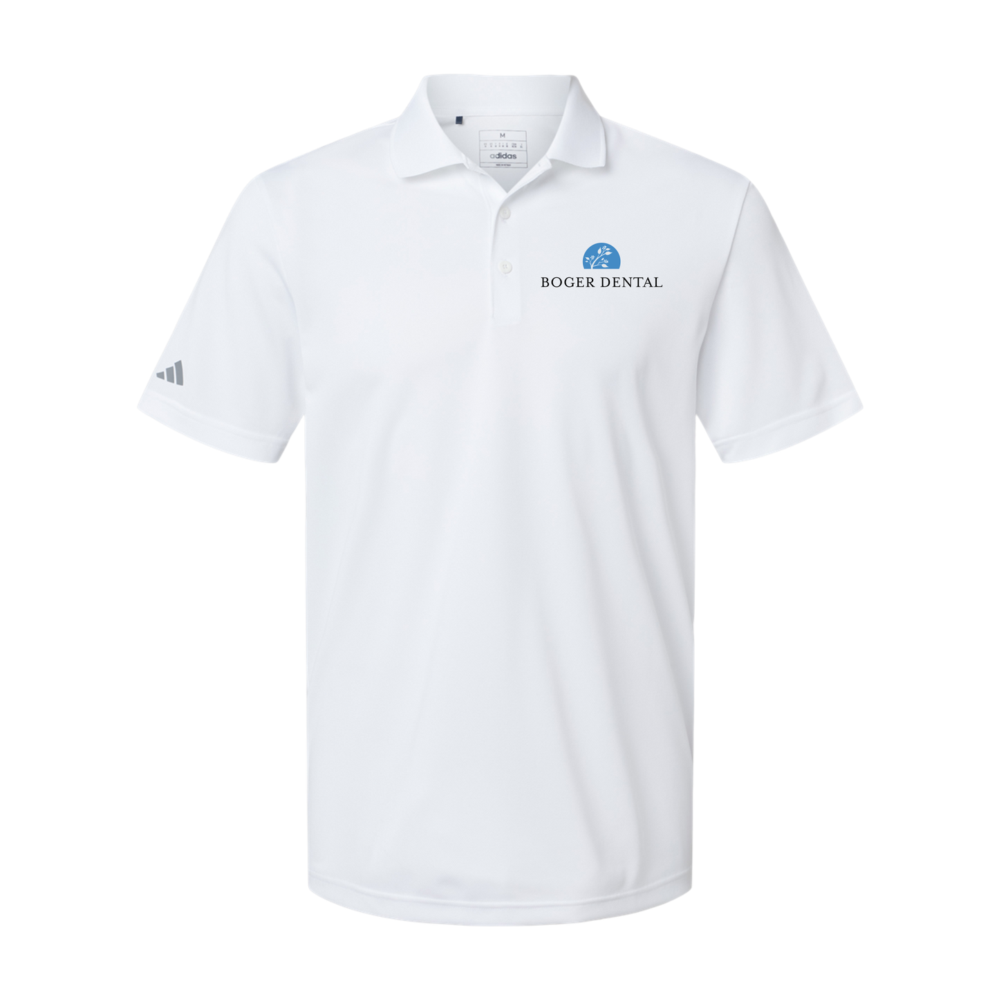 boger-dental-adidas-mens-sport-polo-shirt-embroidery-leftchest-A430-white-flat-front