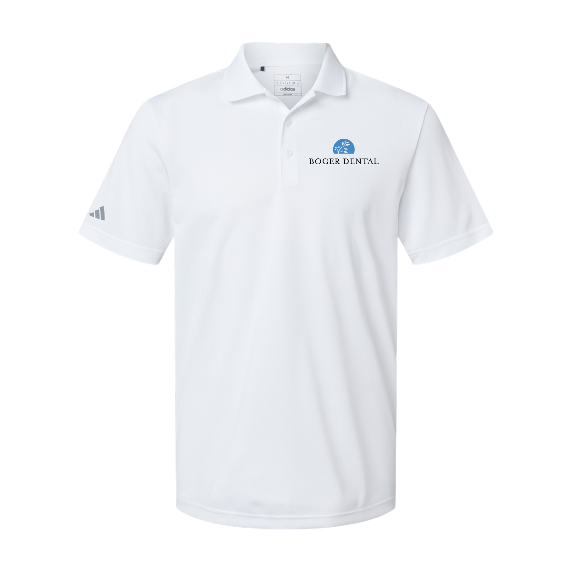 boger-dental-adidas-mens-sport-polo-shirt-embroidery-leftchest-A430-white-flat-front