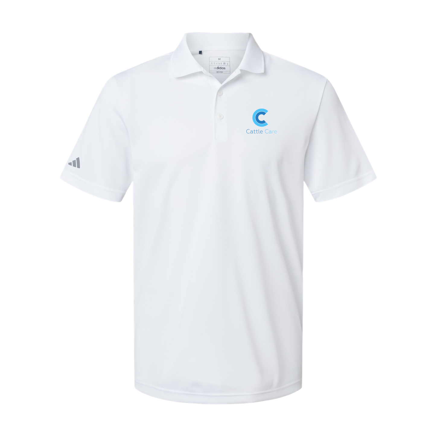 cattle-care-adidas-mens-sport-polo-shirt-embroidery-leftchest-A430-white-flat-front