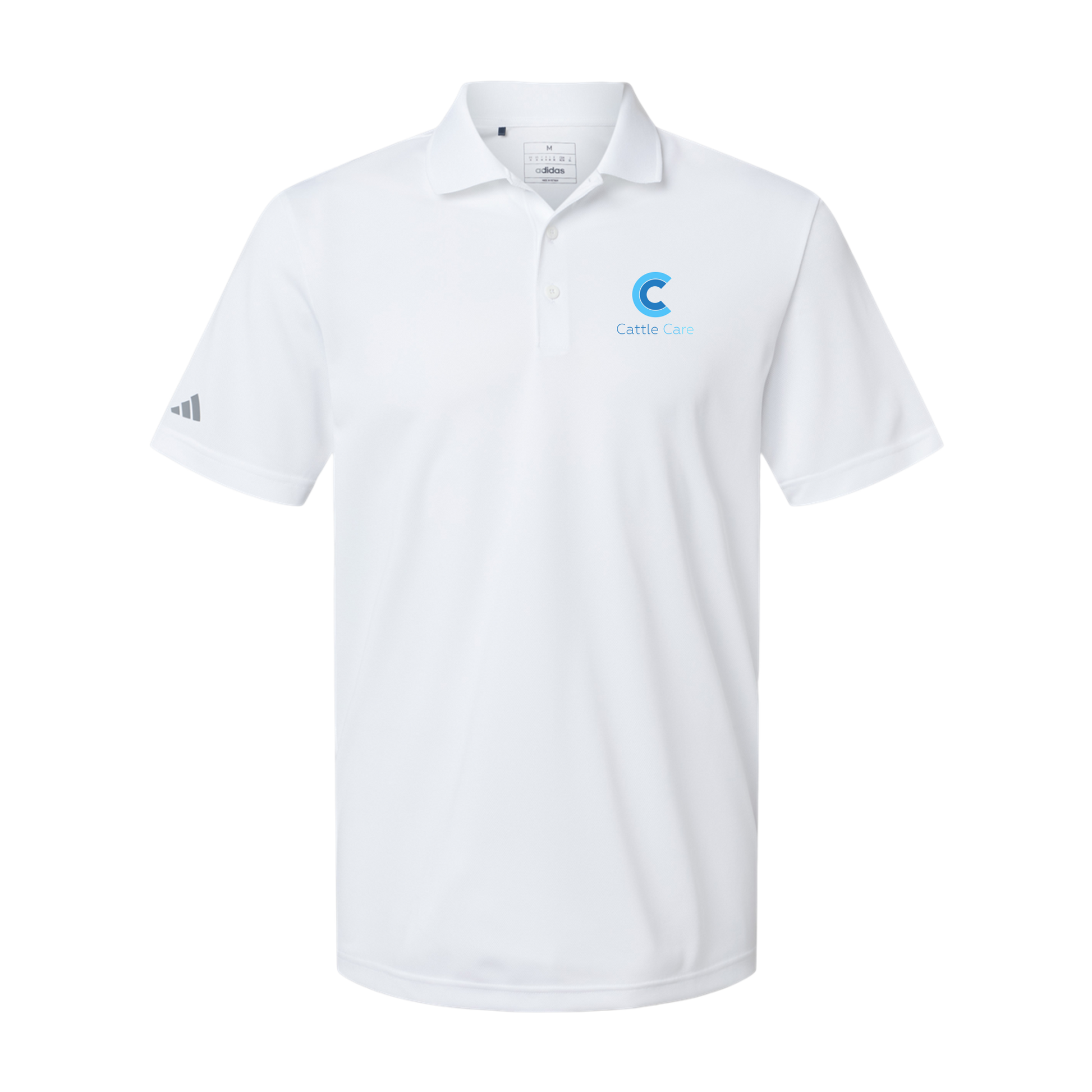 cattle-care-adidas-mens-sport-polo-shirt-embroidery-leftchest-A430-white-flat-front