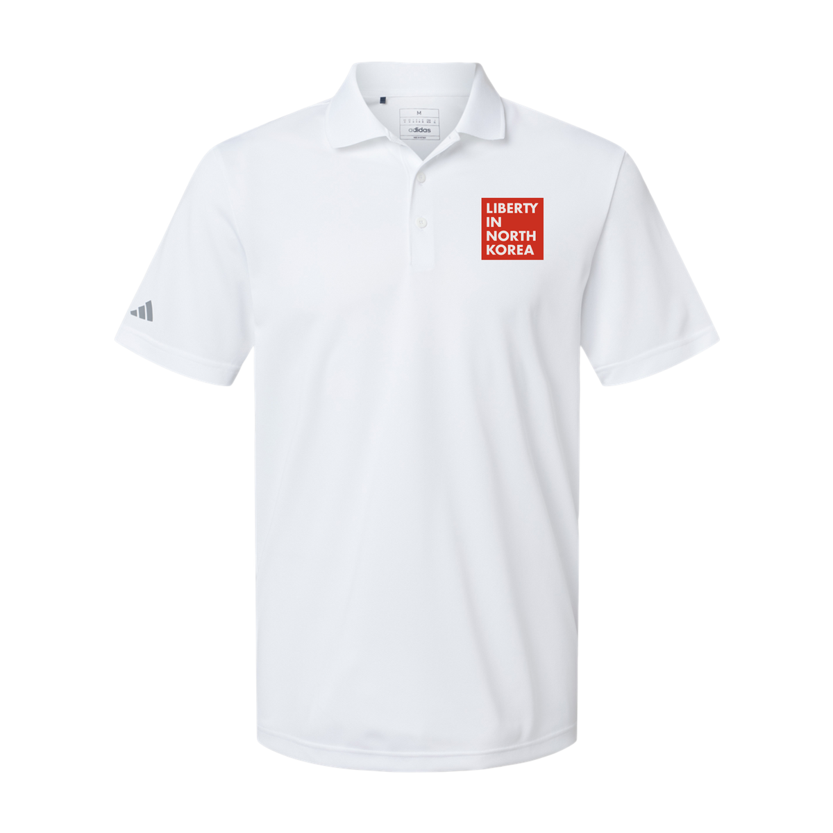 libertyinnorthkorea-adidas-mens-sport-polo-shirt-embroidery-leftchest-A430-white-flat-front