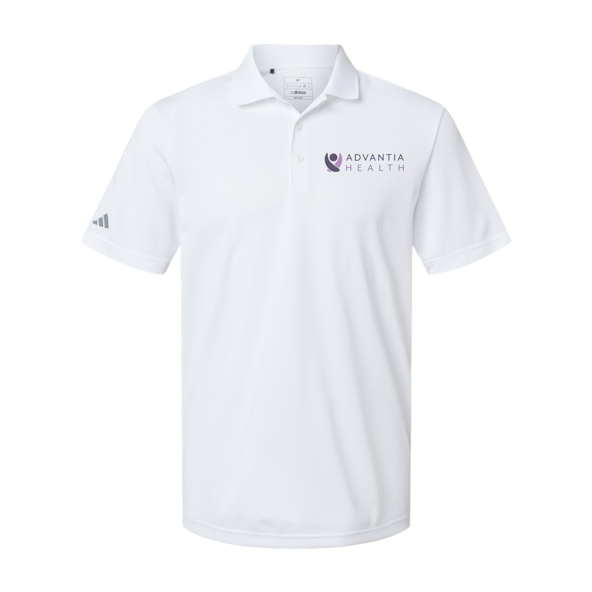 advantiahealth-adidas-mens-sport-polo-shirt-embroidery-leftchest-A430-white-flat-front