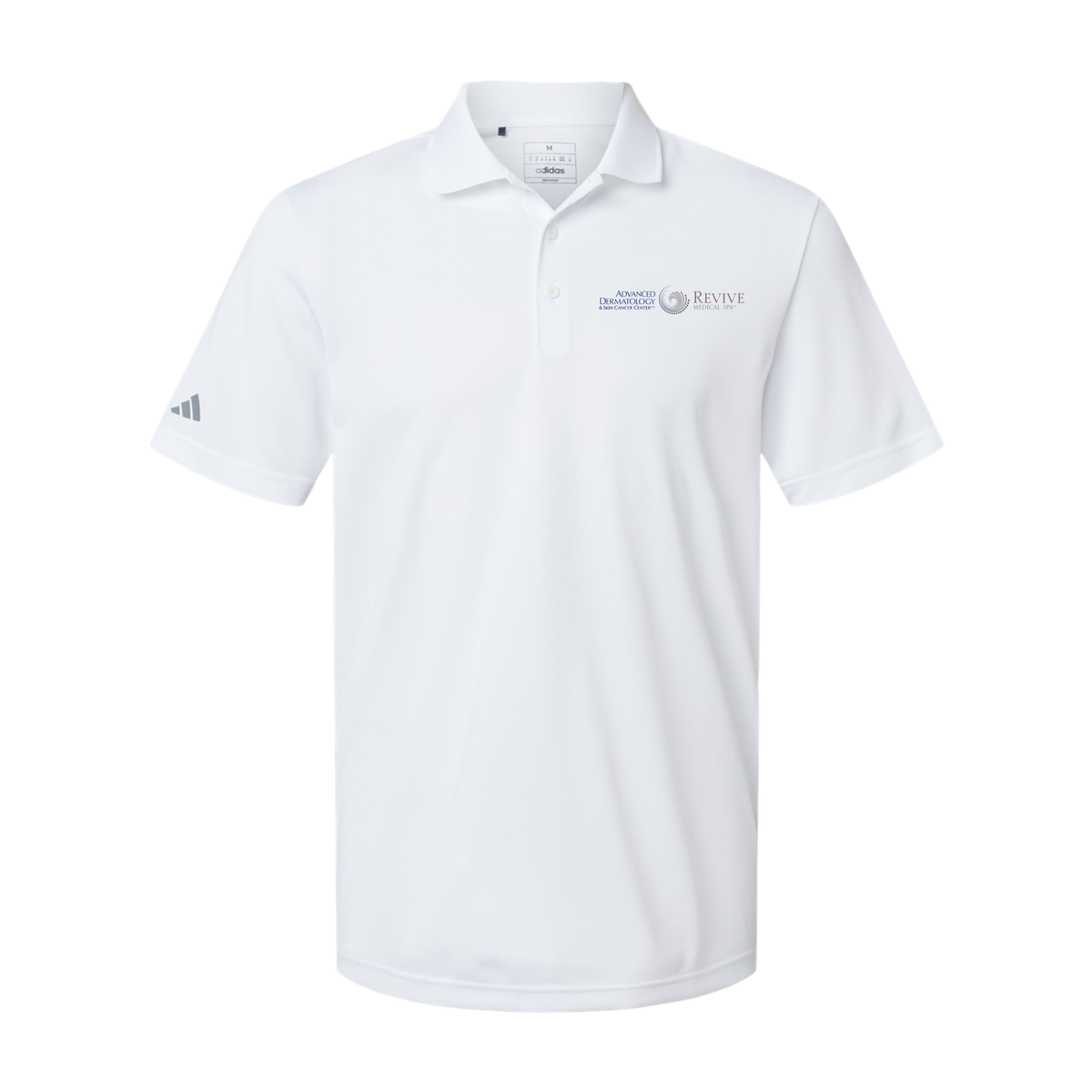 advancedskinmd-adidas-mens-sport-polo-shirt-embroidery-leftchest-A430-white-flat-front