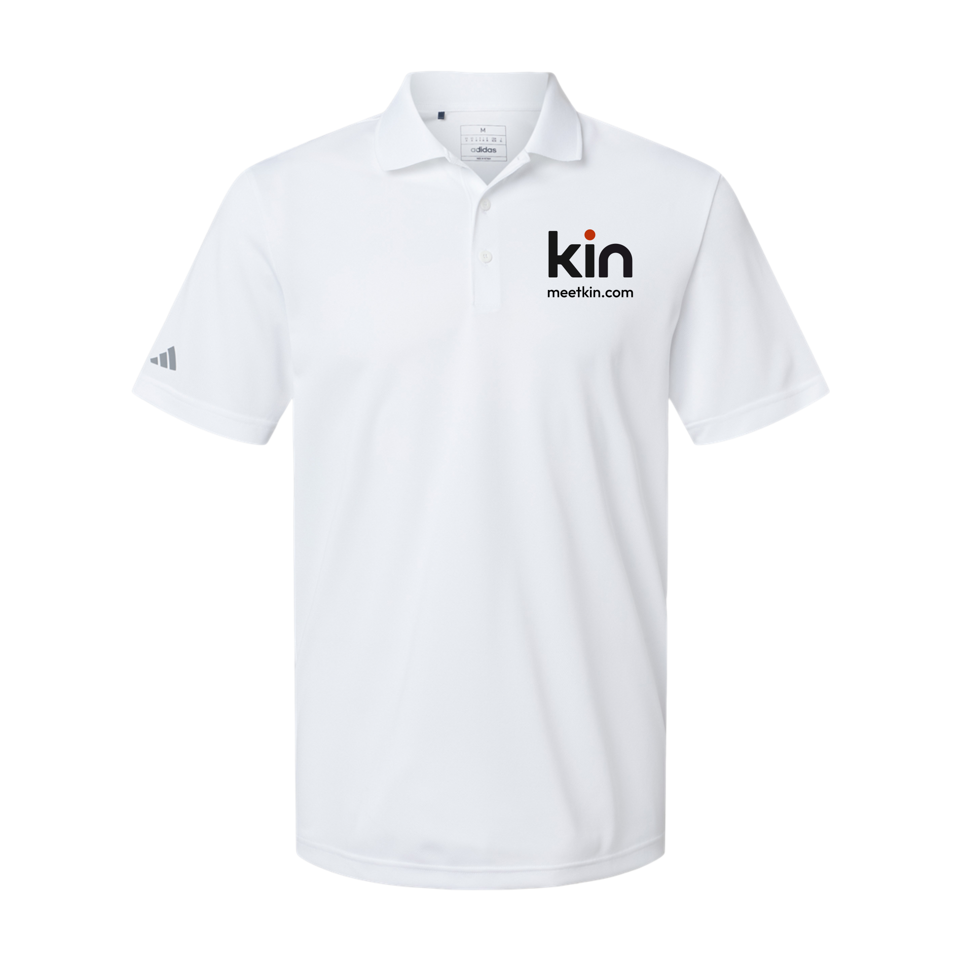 kin-adidas-mens-sport-polo-shirt-embroidery-leftchest-A430-white-flat-front