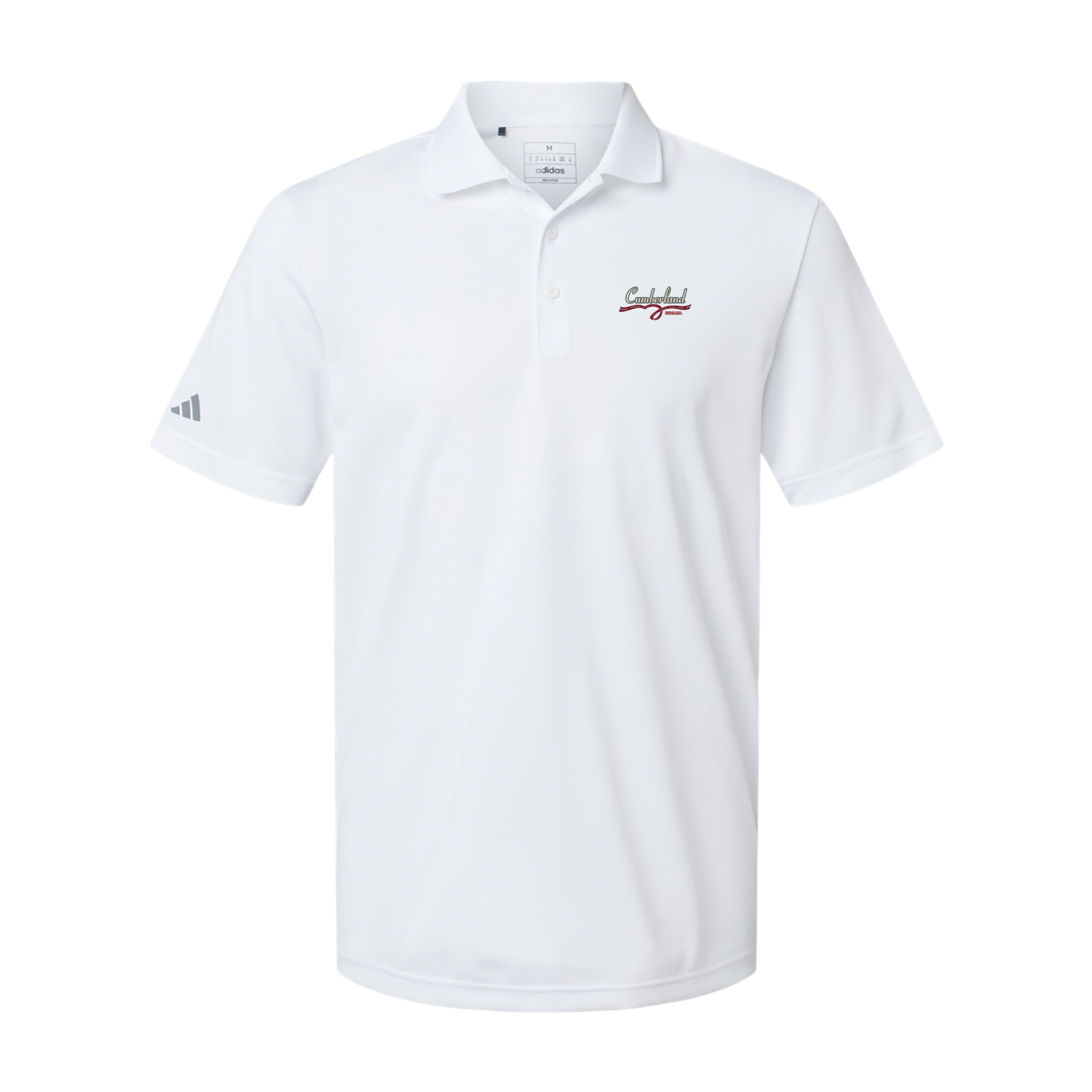 cumberland-adidas-mens-sport-polo-shirt-embroidery-leftchest-A430-white-flat-front