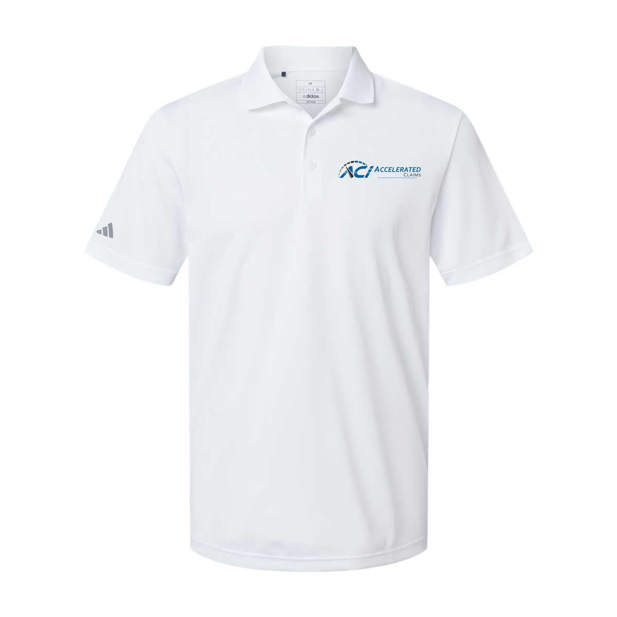 accelclaims-adidas-mens-sport-polo-shirt-embroidery-leftchest-A430-white-flat-front