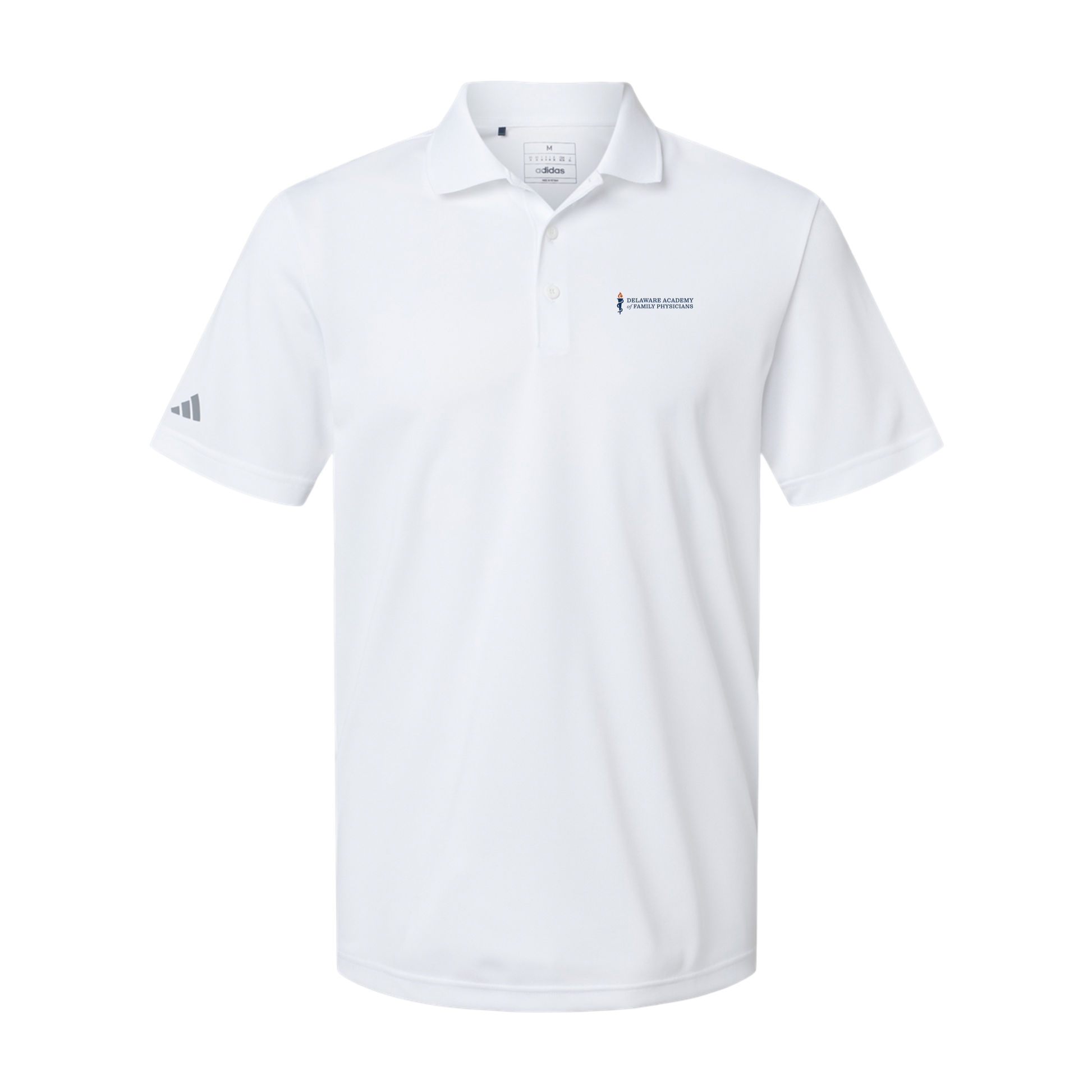 delfamdoc-adidas-mens-sport-polo-shirt-embroidery-leftchest-A430-white-flat-front