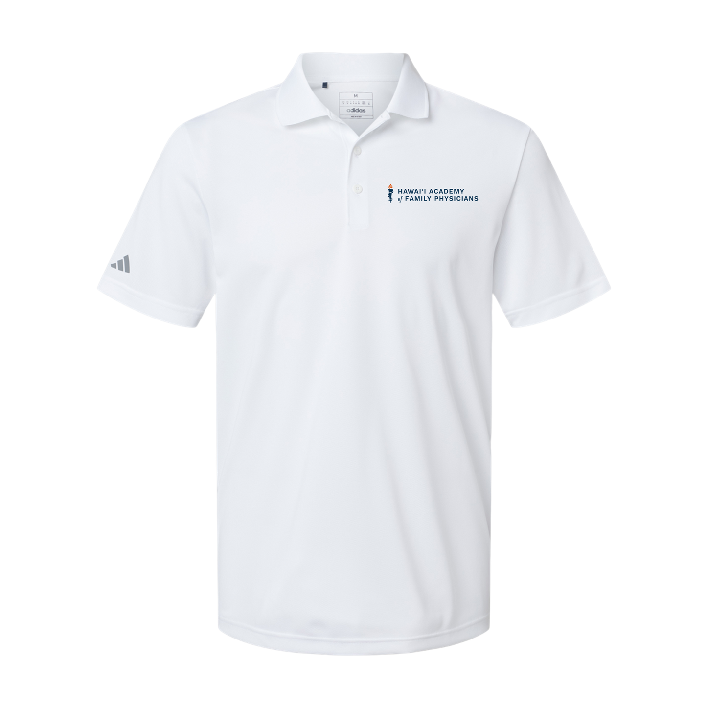 hafp-adidas-mens-sport-polo-shirt-embroidery-leftchest-A430-white-flat-front