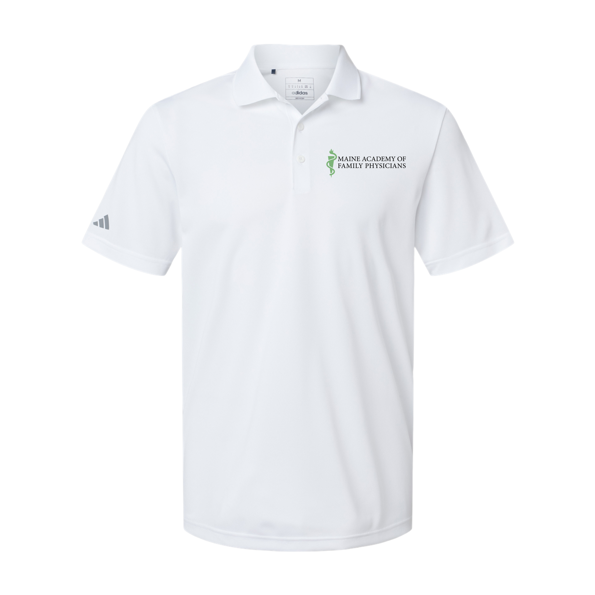 maineafp-adidas-mens-sport-polo-shirt-embroidery-leftchest-A430-white-flat-front