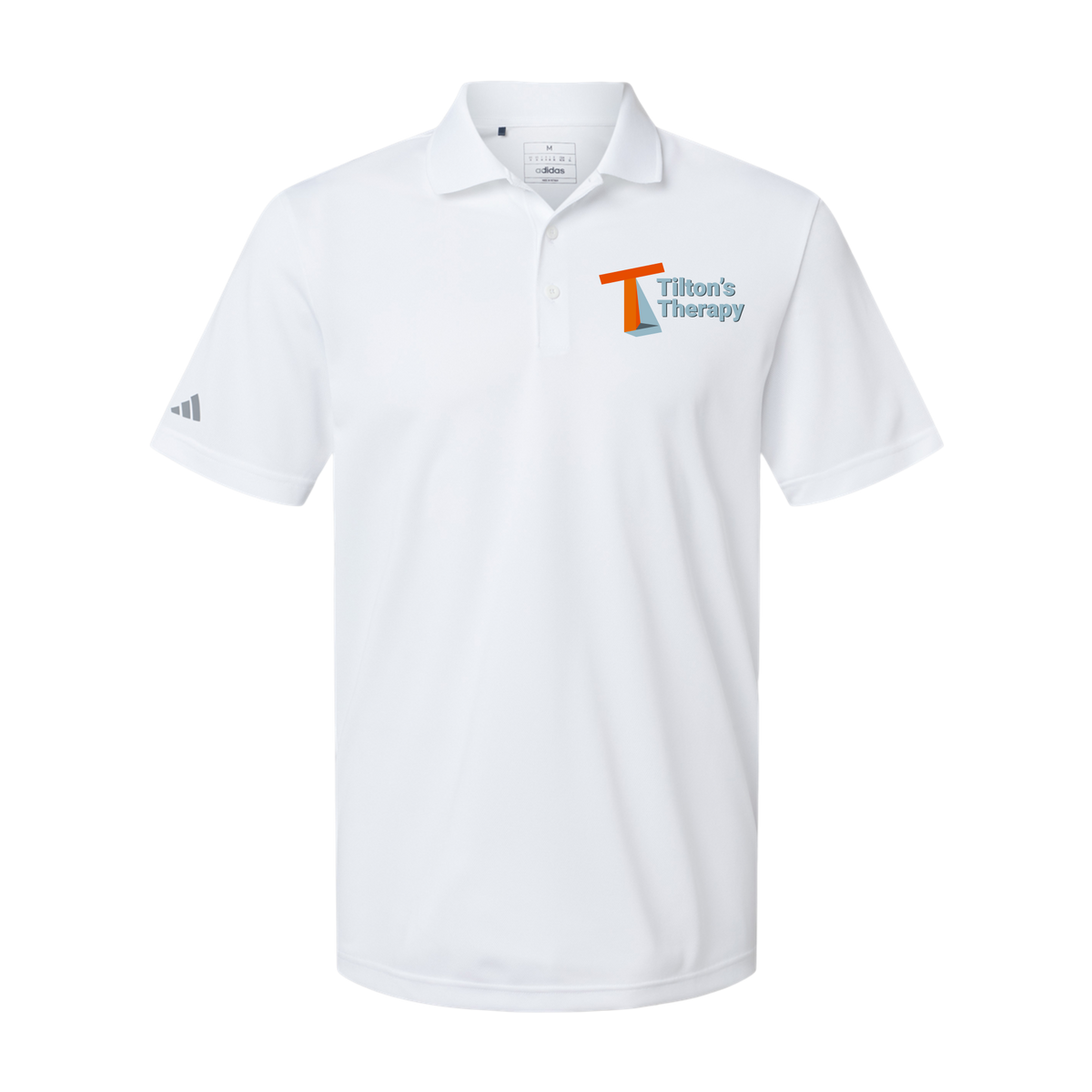 tiltonstherapy-adidas-mens-sport-polo-shirt-embroidery-leftchest-A430-white-flat-front