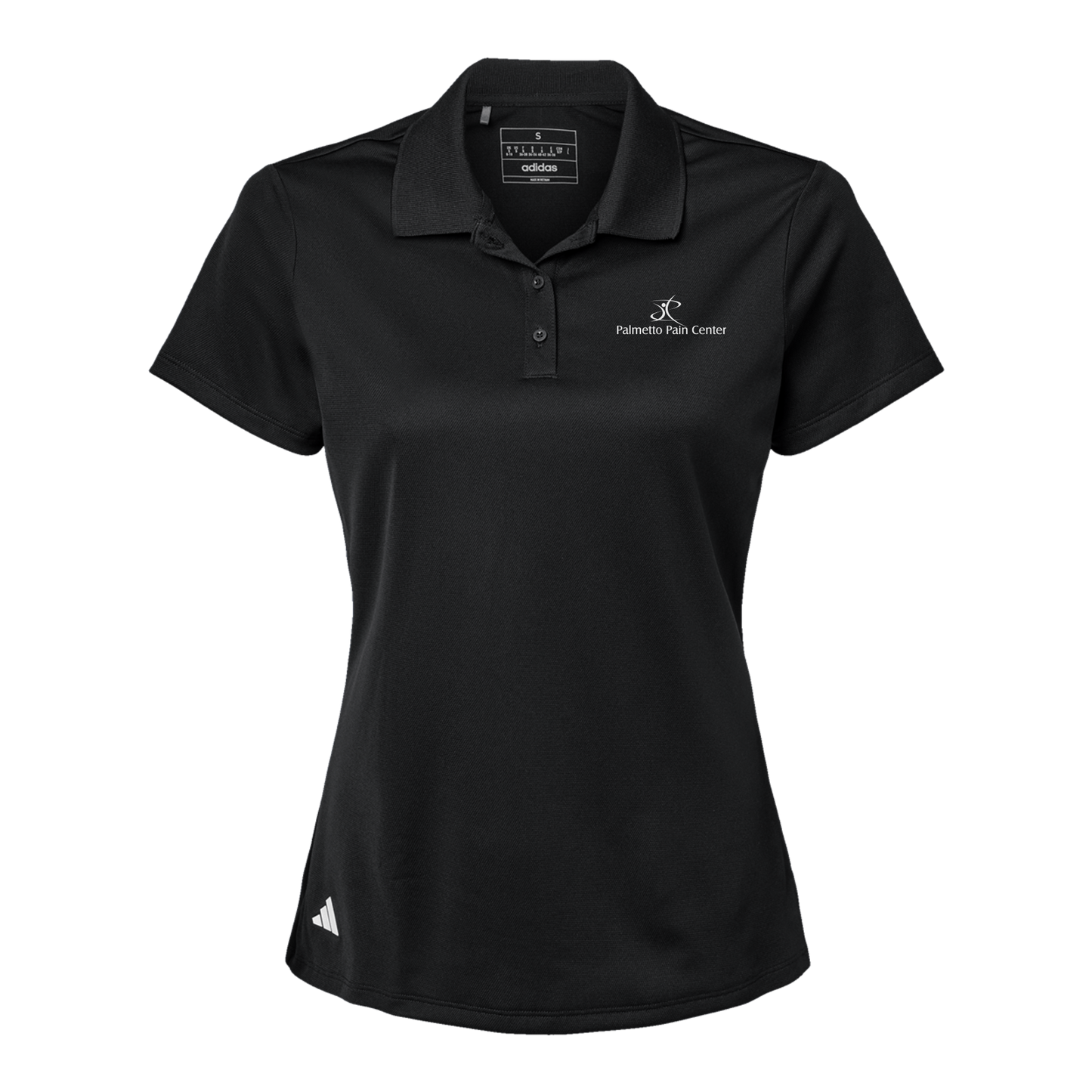 palmetto-pain-center-adidas-womens-sport-polo-shirt-embroidery-leftchest-A431-black-flat-front