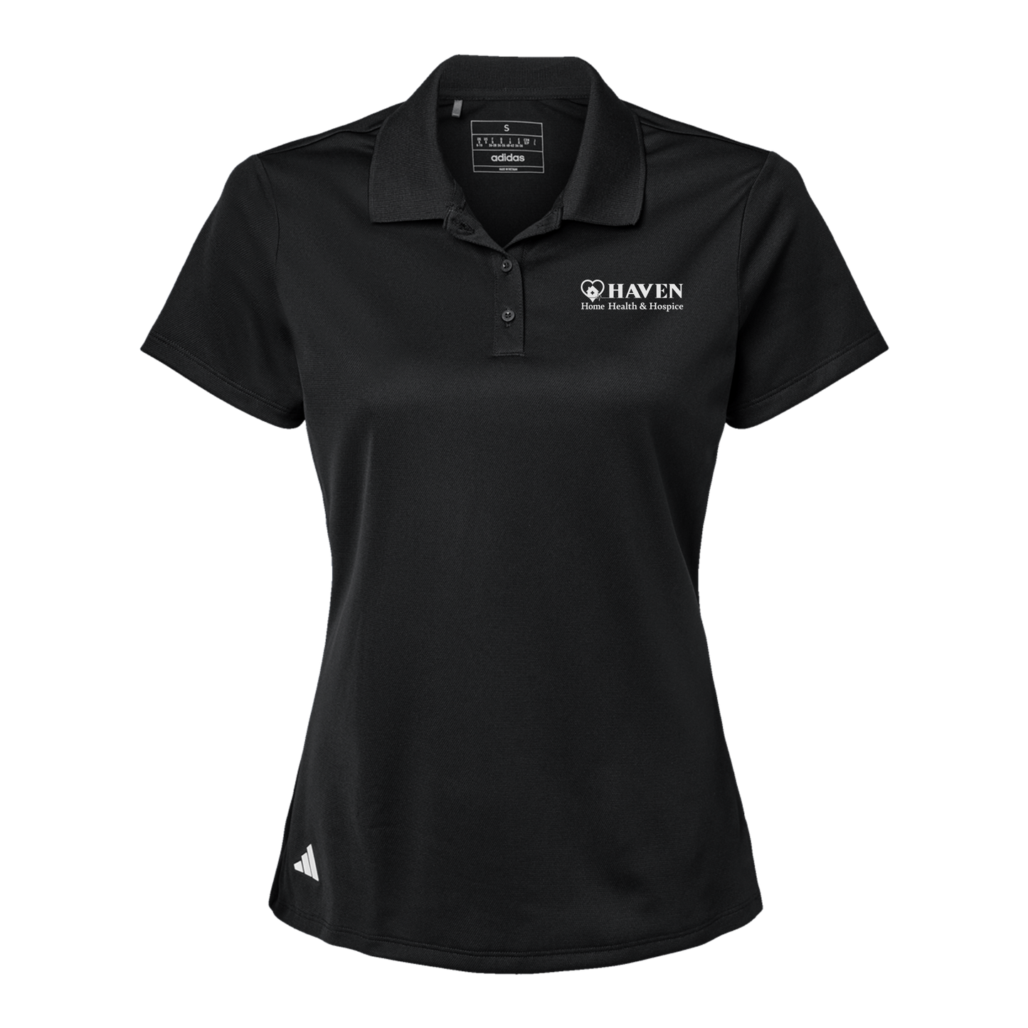 haven-adidas-womens-sport-polo-shirt-embroidery-leftchest-A431-black-flat-front