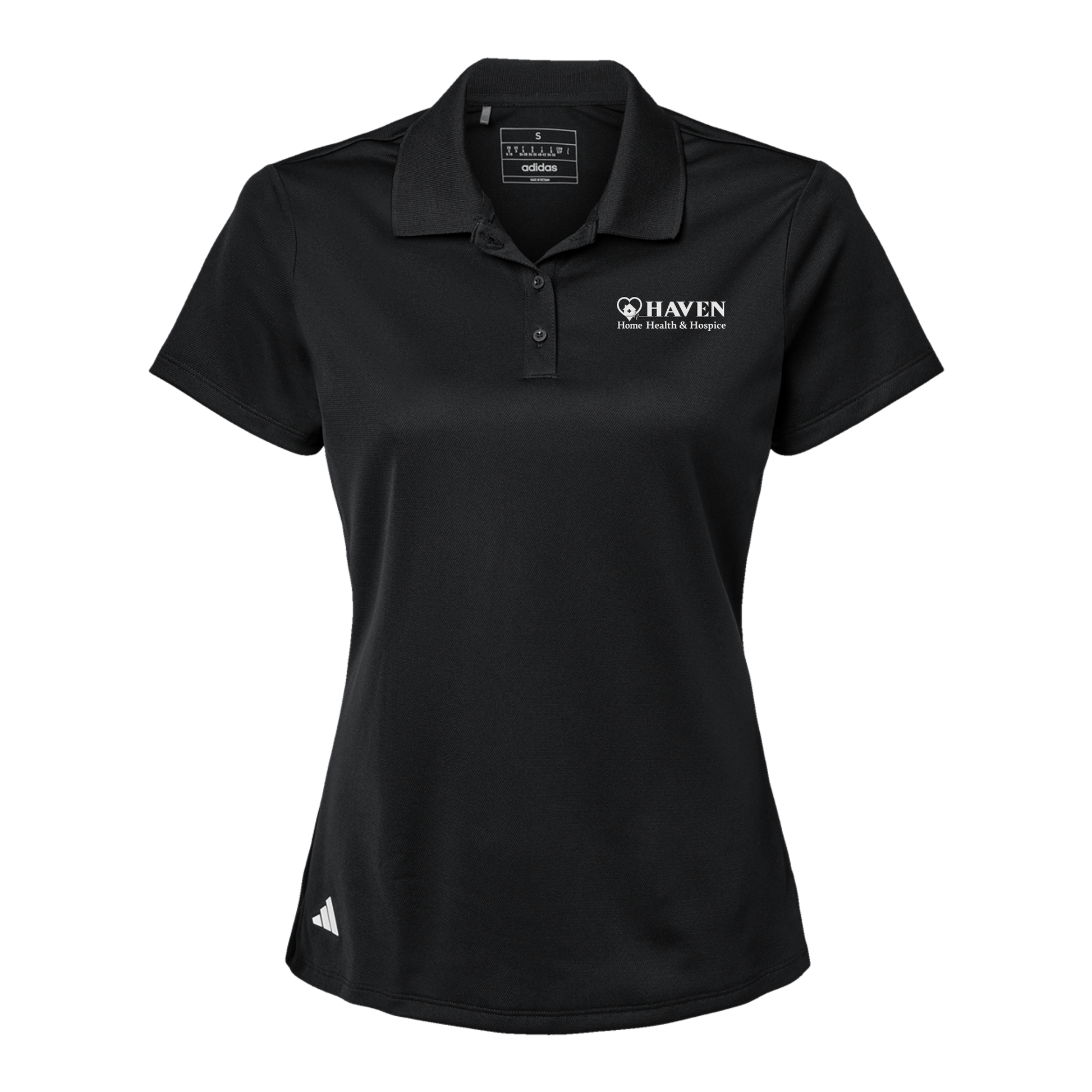 haven-adidas-womens-sport-polo-shirt-embroidery-leftchest-A431-black-flat-front