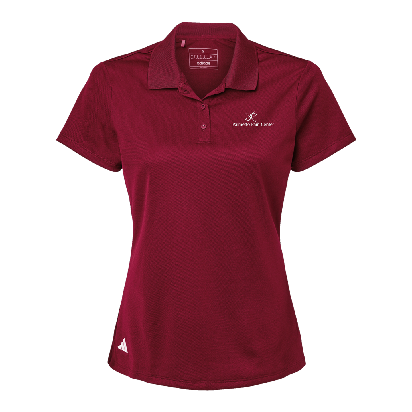 palmetto-pain-center-adidas-womens-sport-polo-shirt-embroidery-leftchest-A431-collegiateburgundy-flat-front