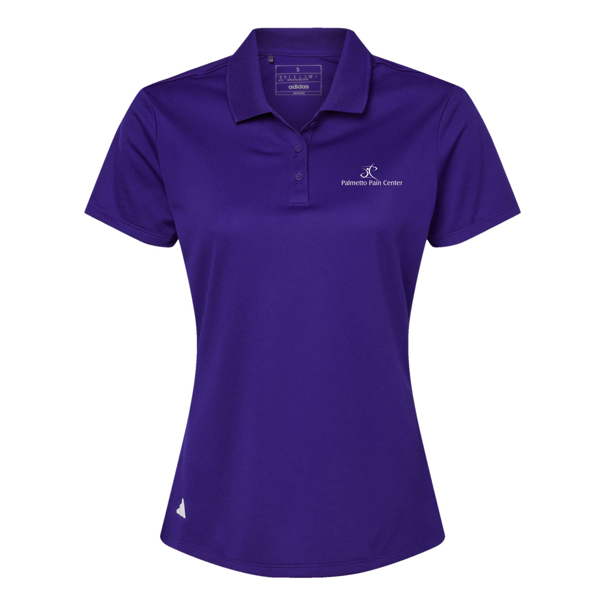palmetto-pain-center-adidas-womens-sport-polo-shirt-embroidery-leftchest-A431-collegiatepurple-flat-front