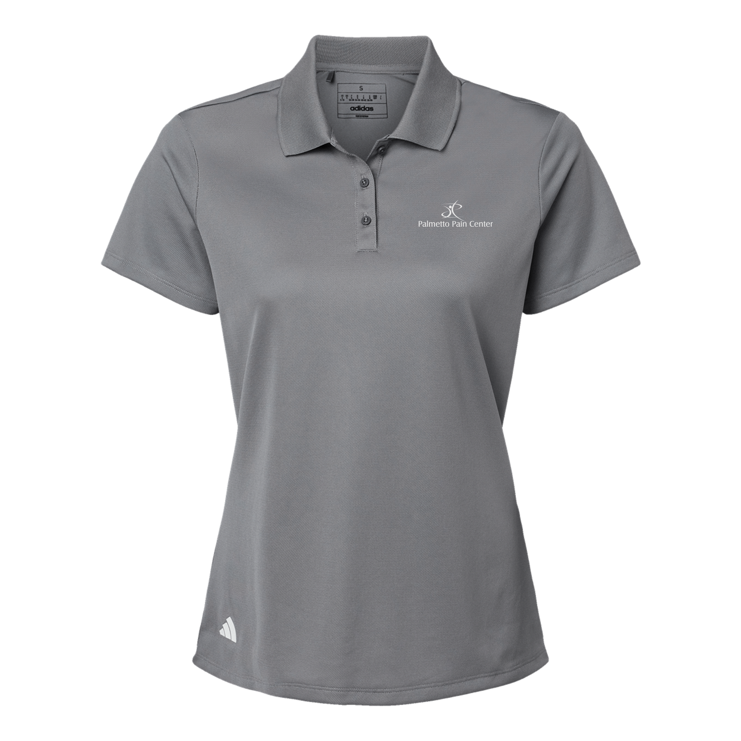 palmetto-pain-center-adidas-womens-sport-polo-shirt-embroidery-leftchest-A431-greythree-flat-front