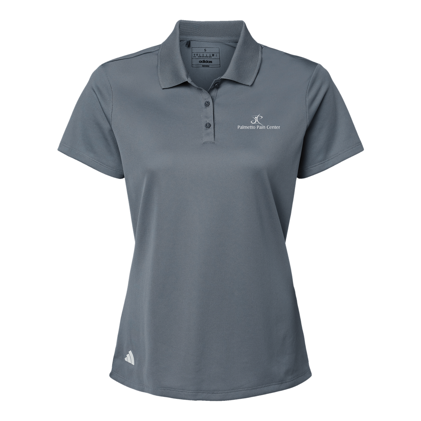 palmetto-pain-center-adidas-womens-sport-polo-shirt-embroidery-leftchest-A431-onix-flat-front