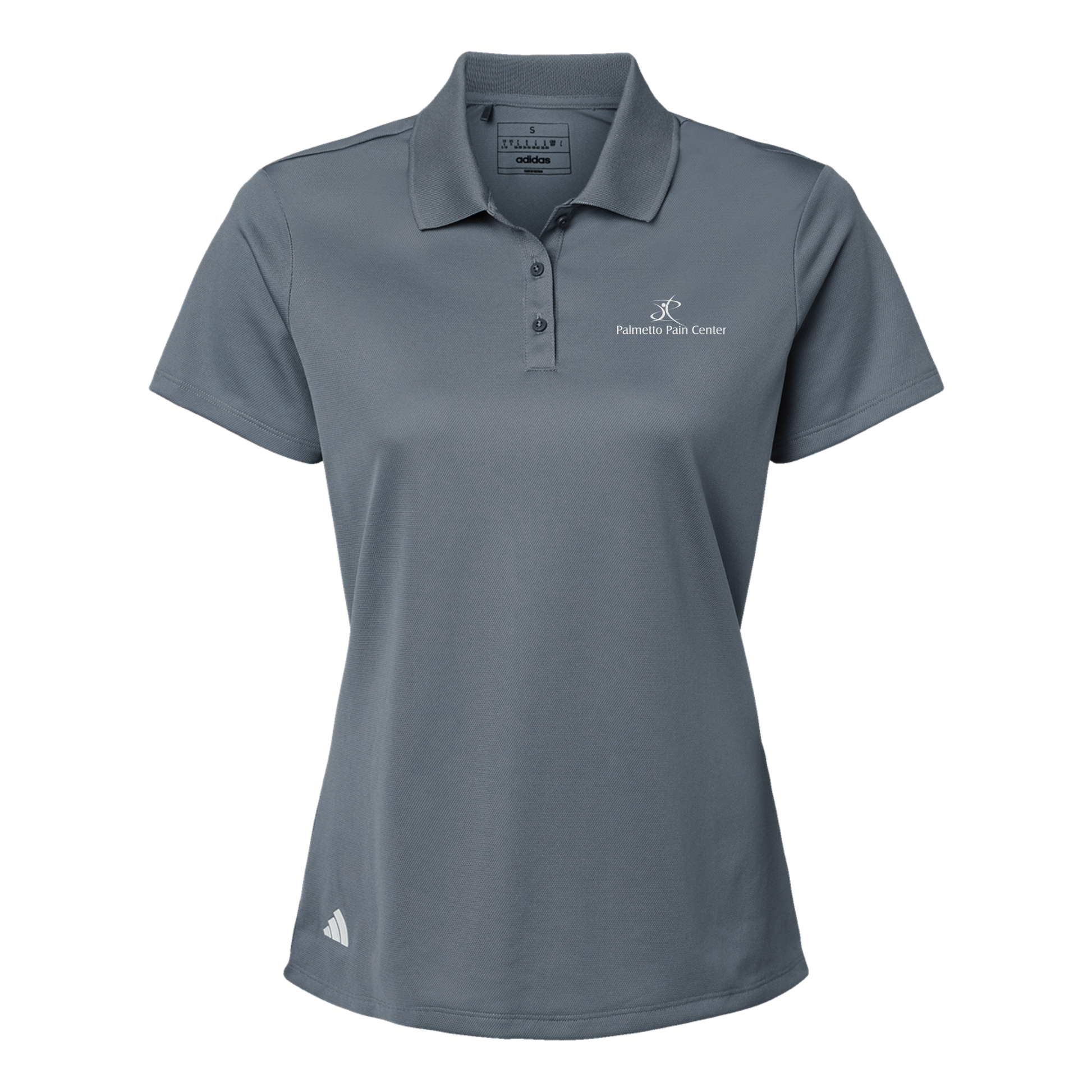 palmetto-pain-center-adidas-womens-sport-polo-shirt-embroidery-leftchest-A431-onix-flat-front