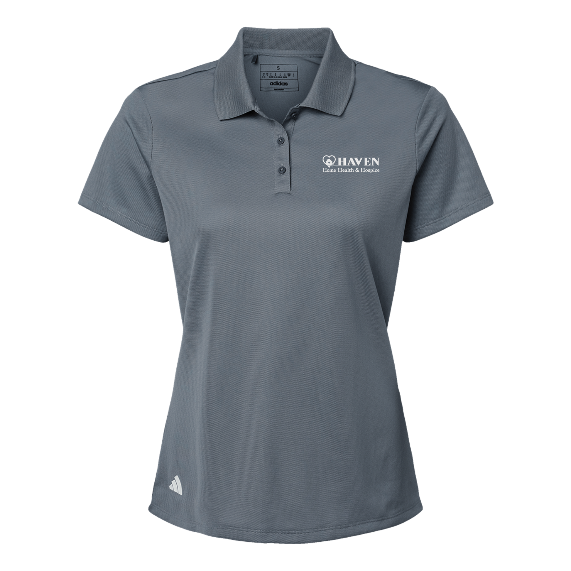 haven-adidas-womens-sport-polo-shirt-embroidery-leftchest-A431-onix-flat-front